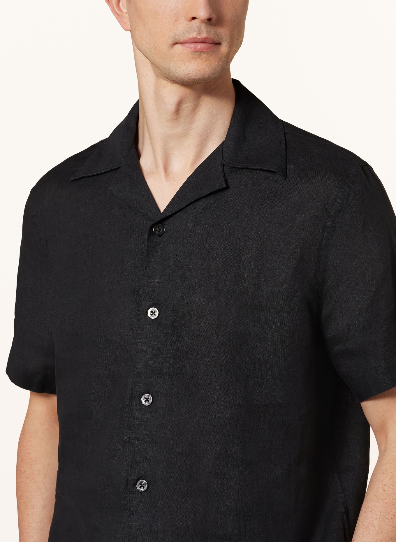 REISS Resort shirt BELDI regular fit in linen, Color: BLACK (Image 4)