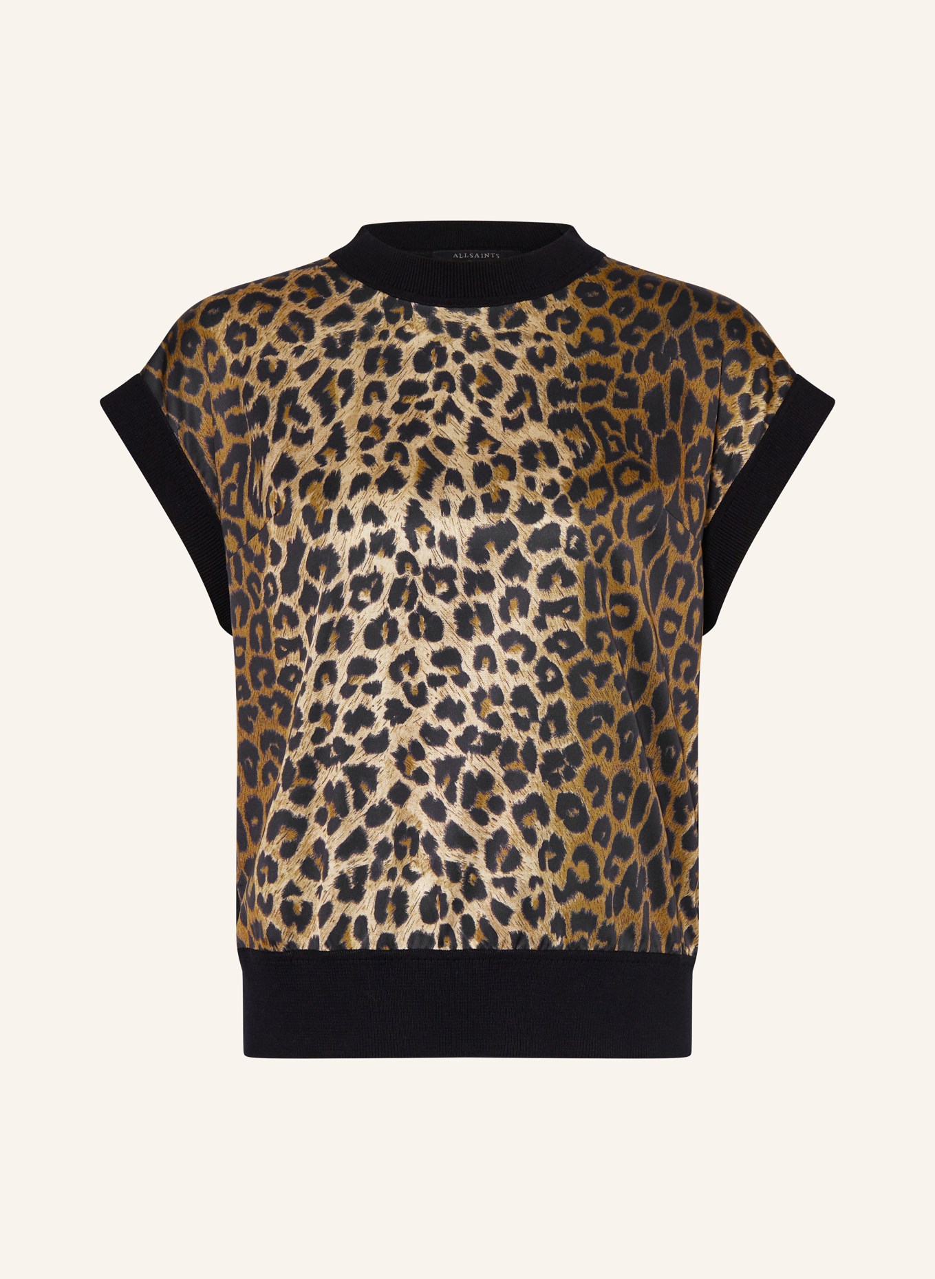 ALLSAINTS Shirt MARTI LEPPO in mixed materials, Color: BLACK/ LIGHT BROWN (Image 1)