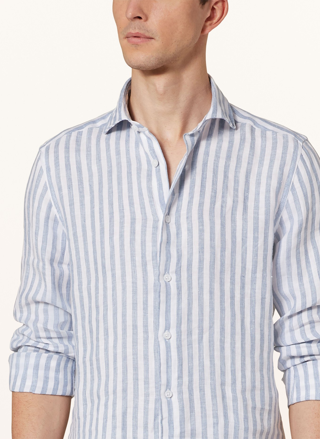 REISS Linen shirt RUBAN Regular Fit, Color: LIGHT BLUE/ WHITE (Image 4)