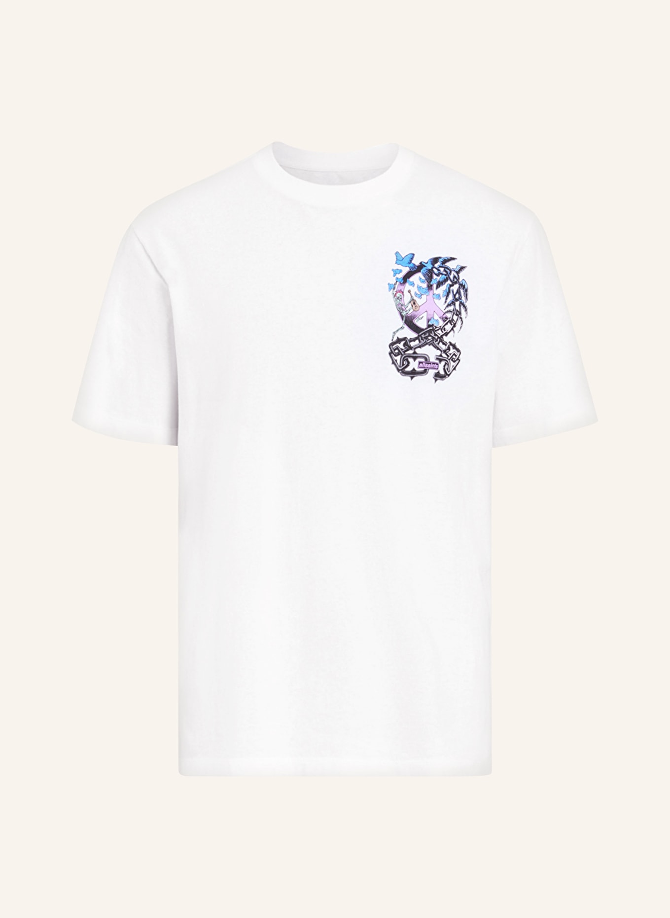 ALLSAINTS T-shirt FREED, Color: WHITE/ BLACK/ BLUE (Image 1)