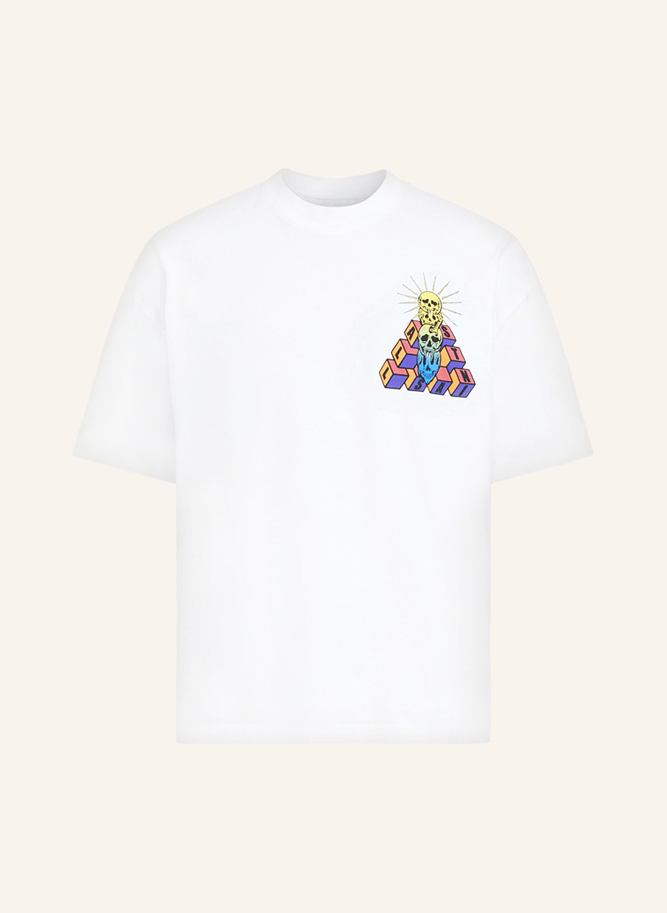 ALLSAINTS T-shirt PLATEAU, Color: WHITE/ YELLOW/ ORANGE (Image 1)