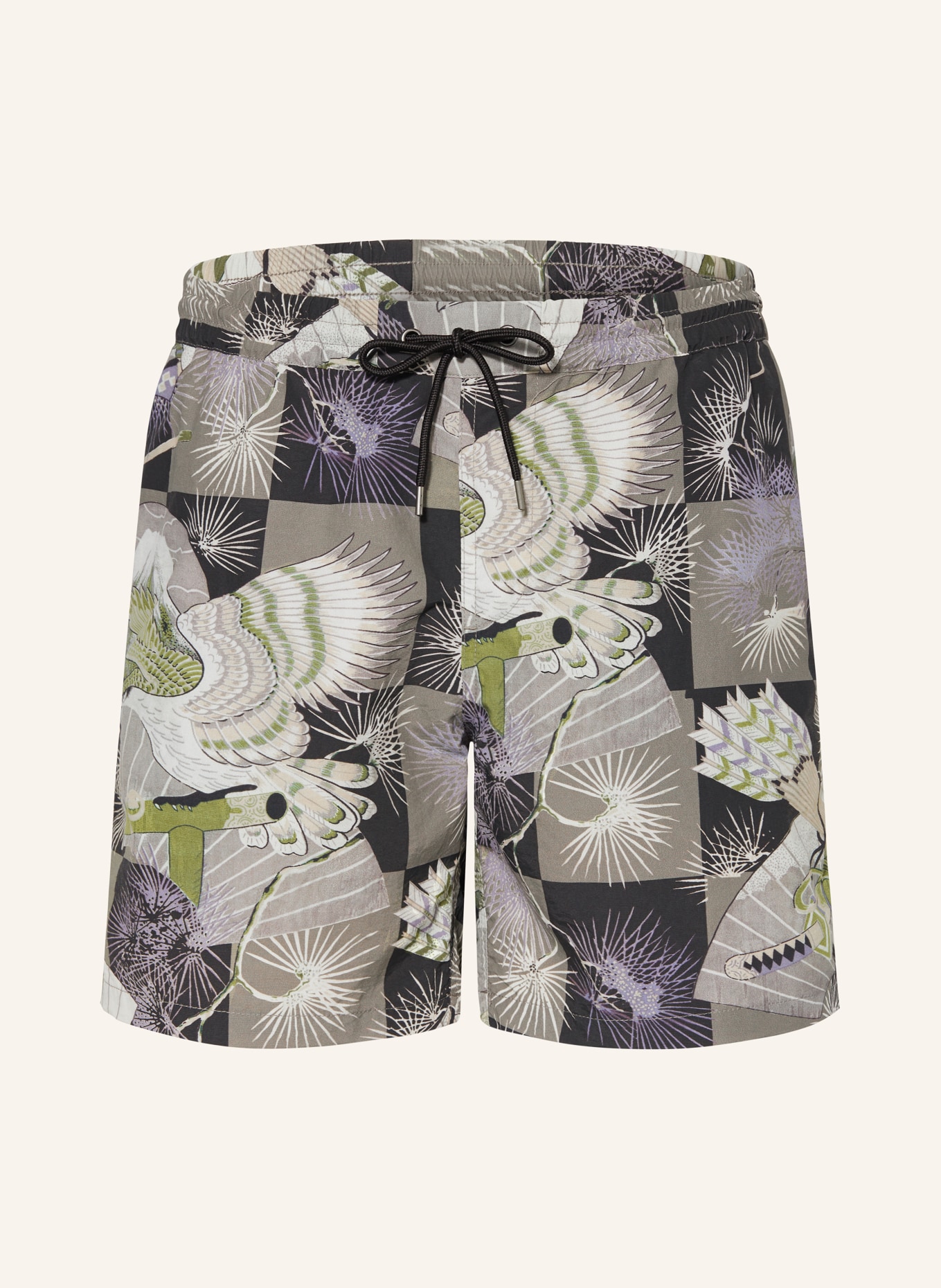 ALLSAINTS Swim shorts SEBASTIAN, Color: PURPLE/ GREEN/ GRAY (Image 1)