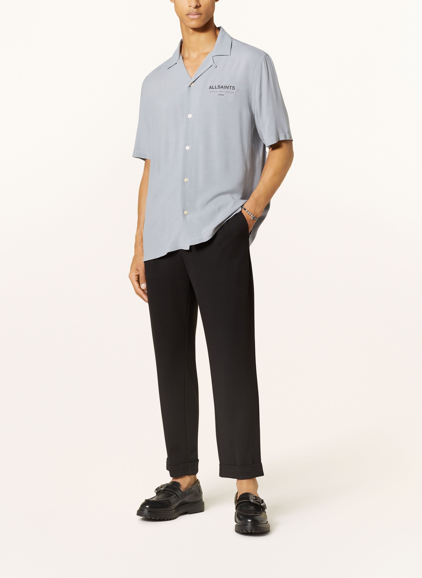 ALLSAINTS Resort shirt ACCESS relaxed fit, Color: GRAY/ BLACK (Image 3)