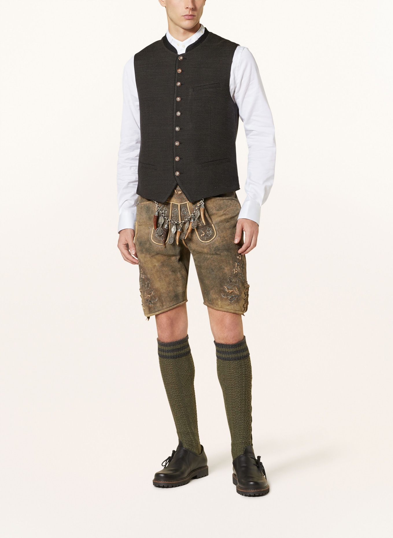 Johann & Johanna Trachtenweste Slim Fit: DUNKELGRÜN / SCHWARZ