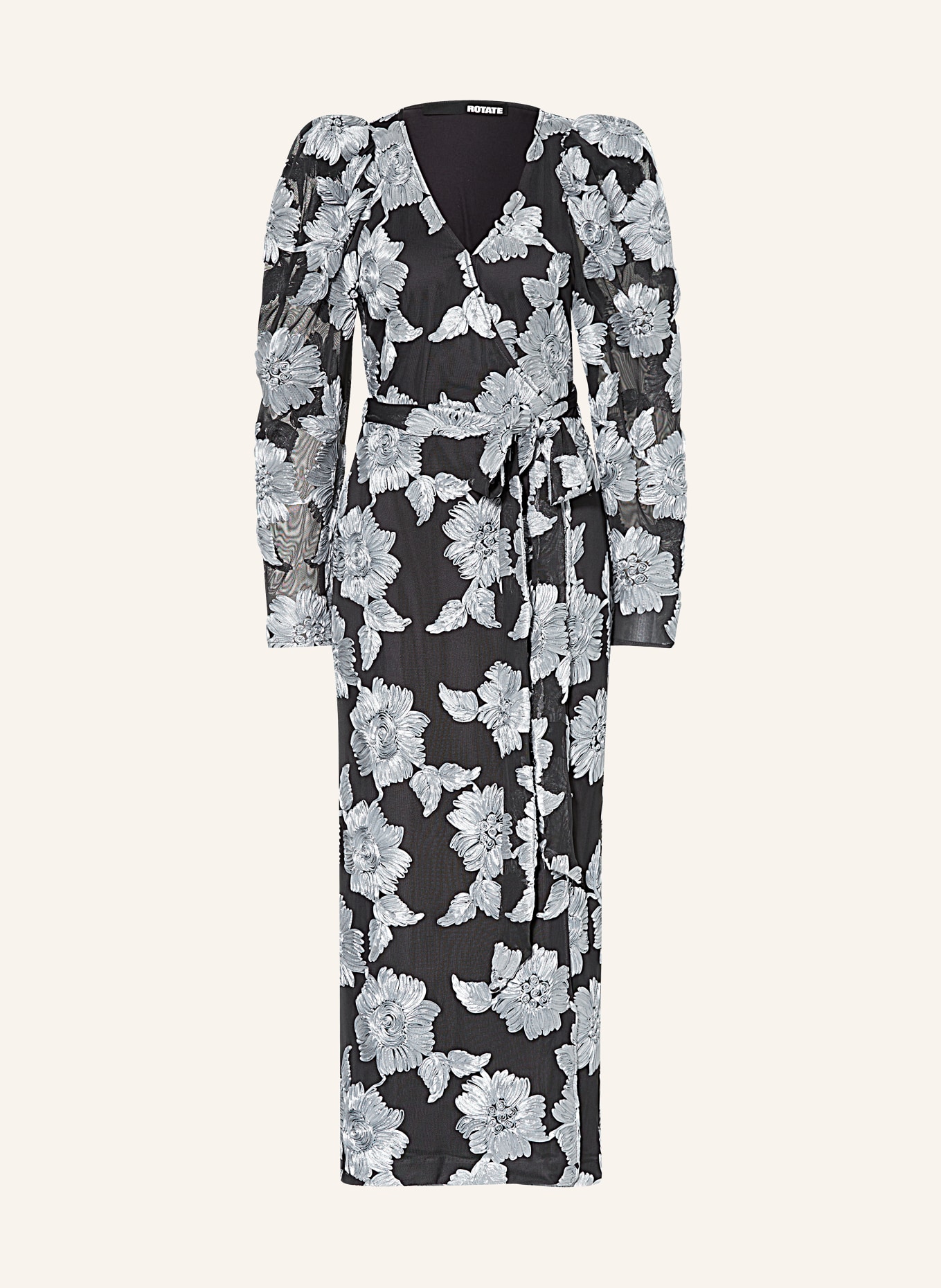 Black and white floral wrap dress on sale