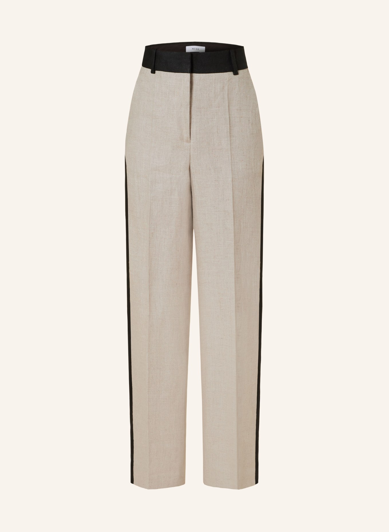 REISS Linen trousers LUELLA with tuxedo stripe, Color: BEIGE/ BLACK (Image 1)