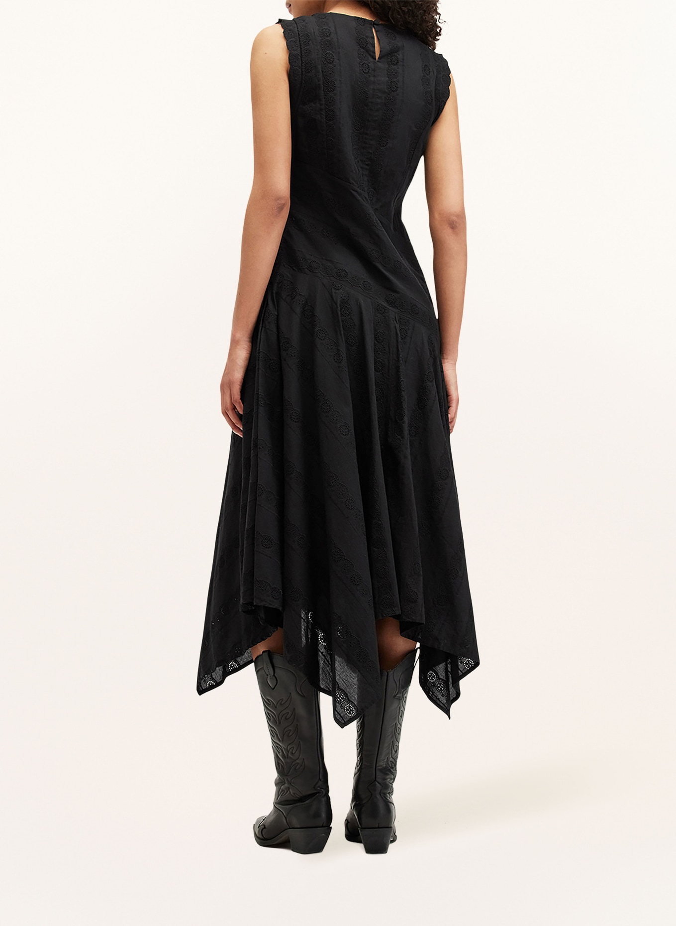 ALLSAINTS Dress AVANIA with broderie anglaise, Color: BLACK (Image 3)