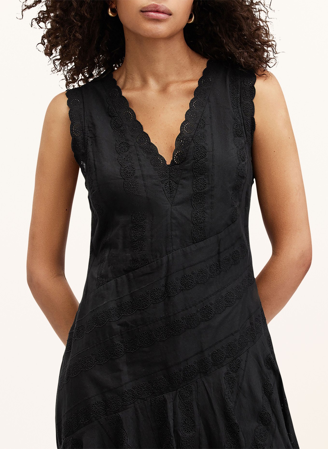 ALLSAINTS Dress AVANIA with broderie anglaise, Color: BLACK (Image 4)
