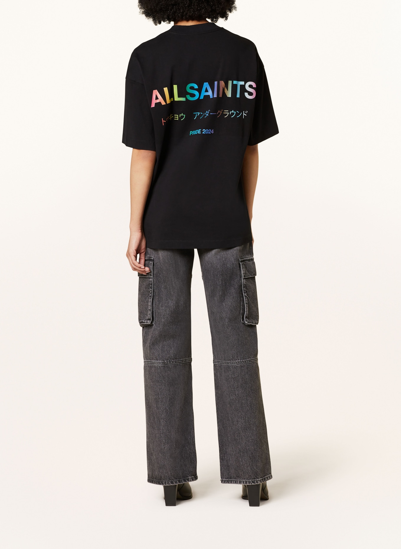 ALLSAINTS Obersized-Shirt, Farbe: SCHWARZ/ GELB/ BLAU (Bild 3)