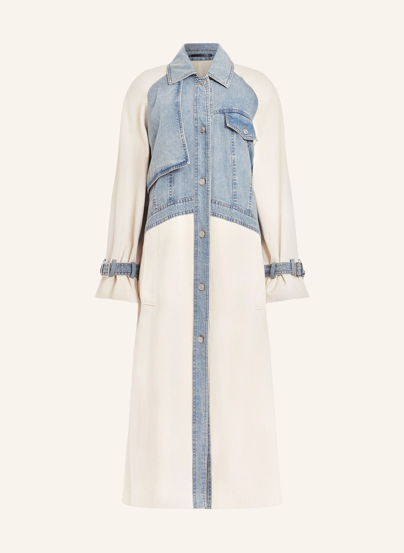 ALLSAINTS Trench coat DAYLY in mixed materials, Color: BLUE/ CREAM (Image 1)
