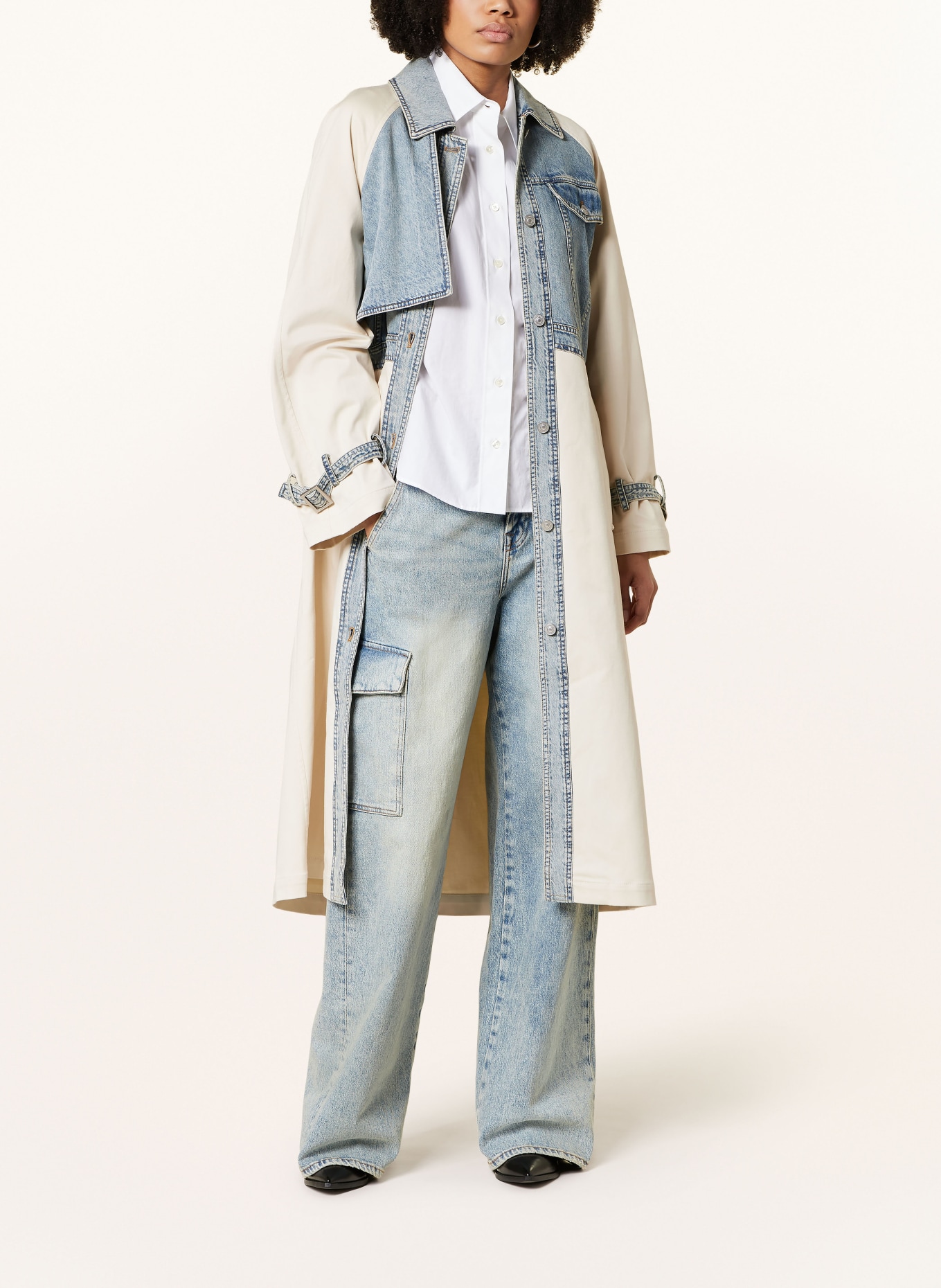 ALLSAINTS Trench coat DAYLY in mixed materials, Color: BLUE/ CREAM (Image 2)