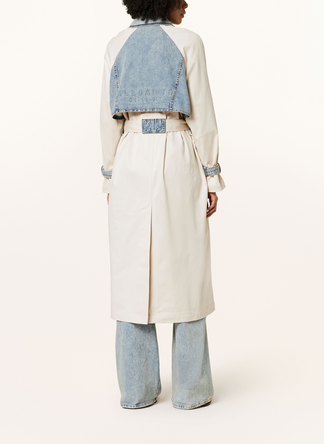 ALLSAINTS Trench coat DAYLY in mixed materials, Color: BLUE/ CREAM (Image 3)