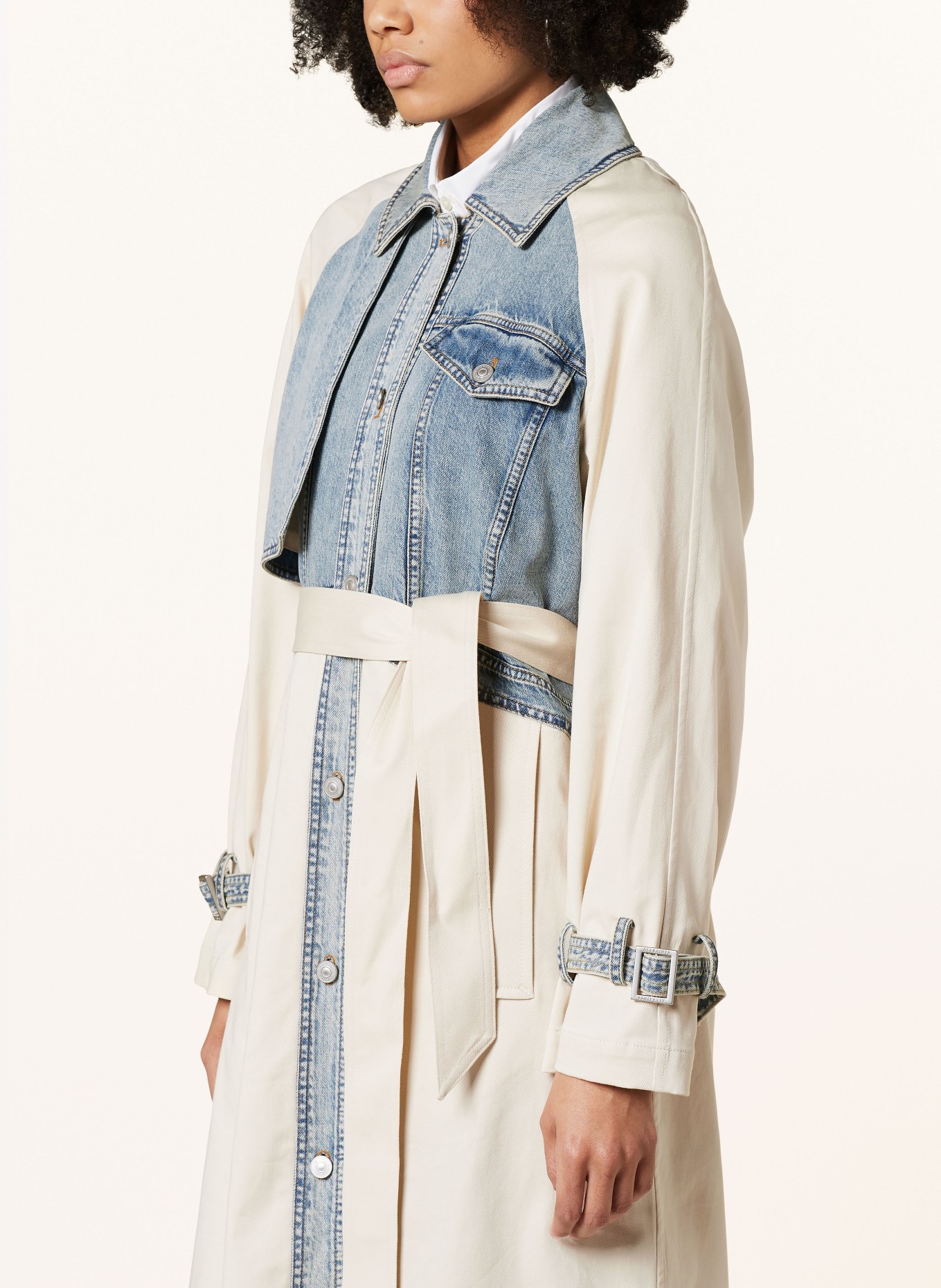 ALLSAINTS Trench coat DAYLY in mixed materials, Color: BLUE/ CREAM (Image 4)