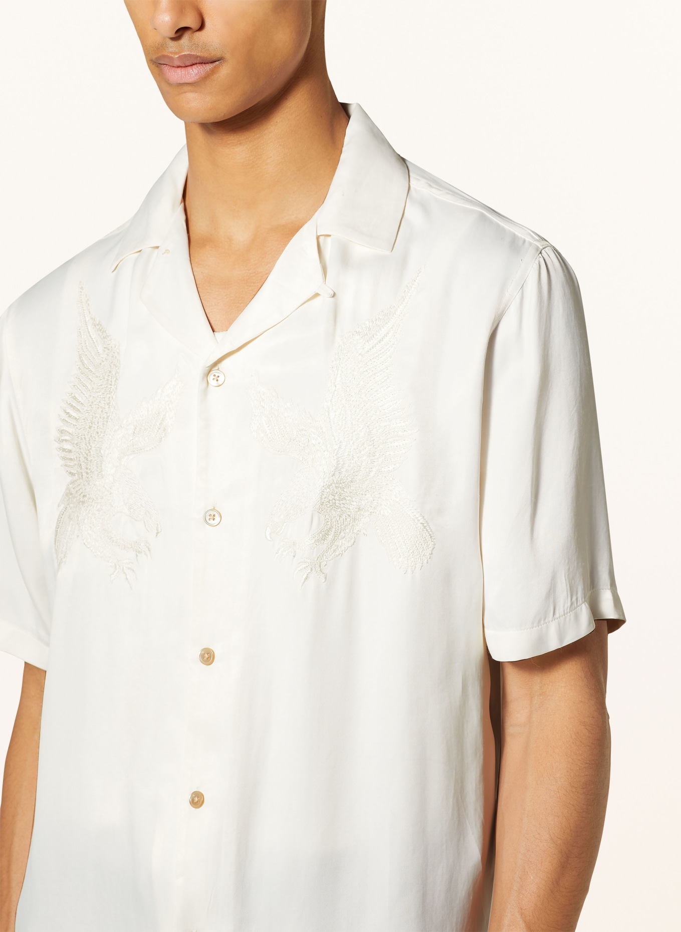 ALLSAINTS Resort shirt AQUILA relaxed fit with embroidery, Color: ECRU (Image 4)