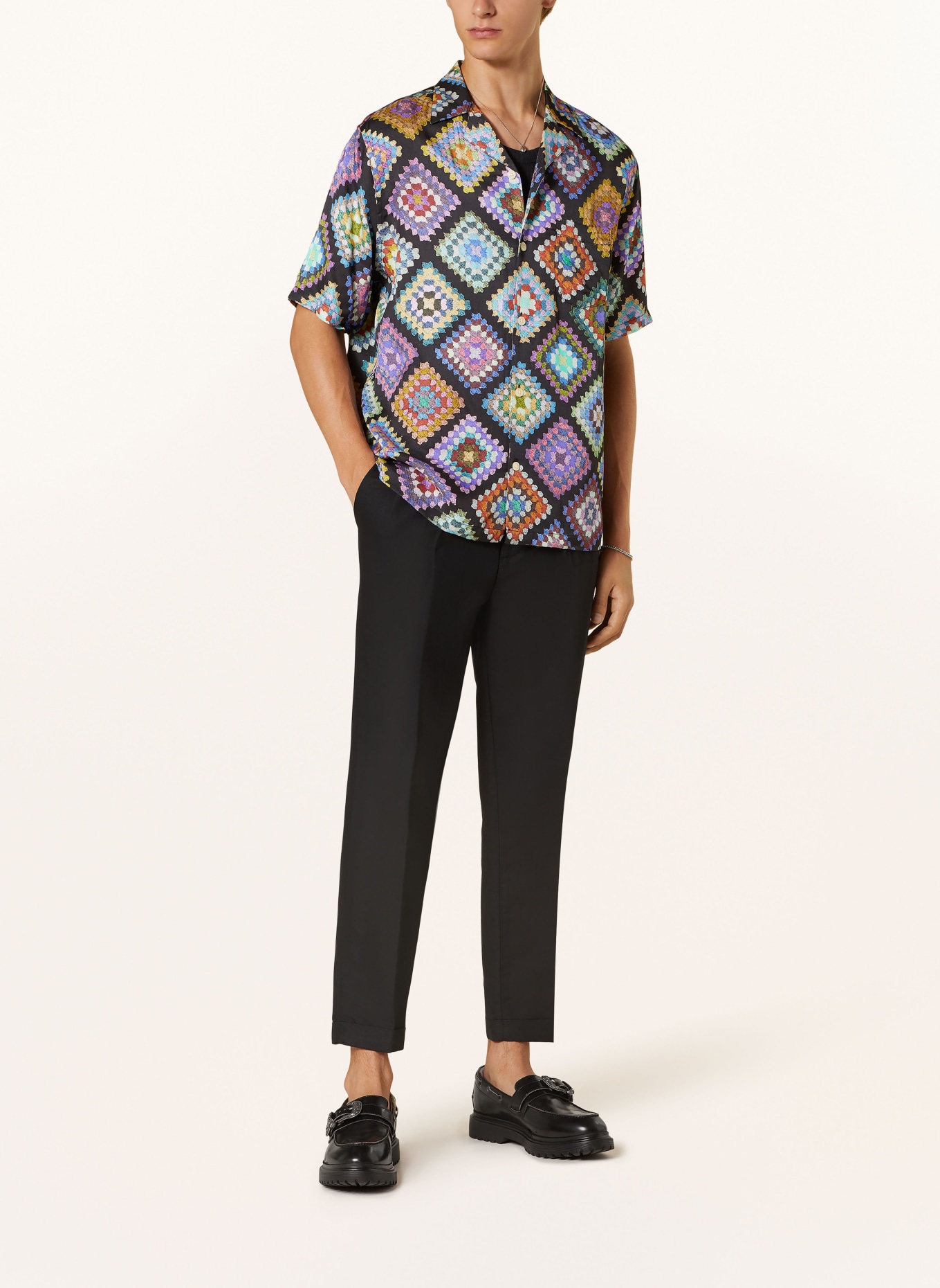 ALLSAINTS Resort shirt TUNAR relaxed fit, Color: BLACK/ PURPLE/ GREEN (Image 2)