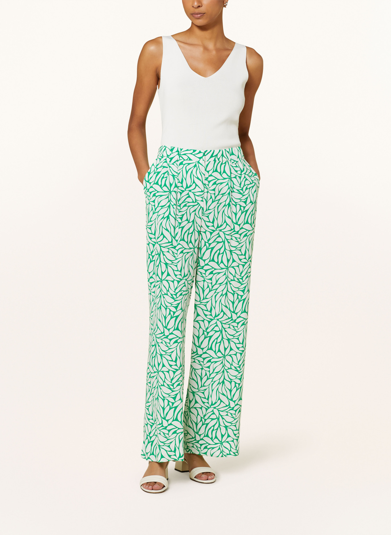 Phase Eight Wide leg trousers NYLAH, Color: WHITE/ GREEN (Image 2)
