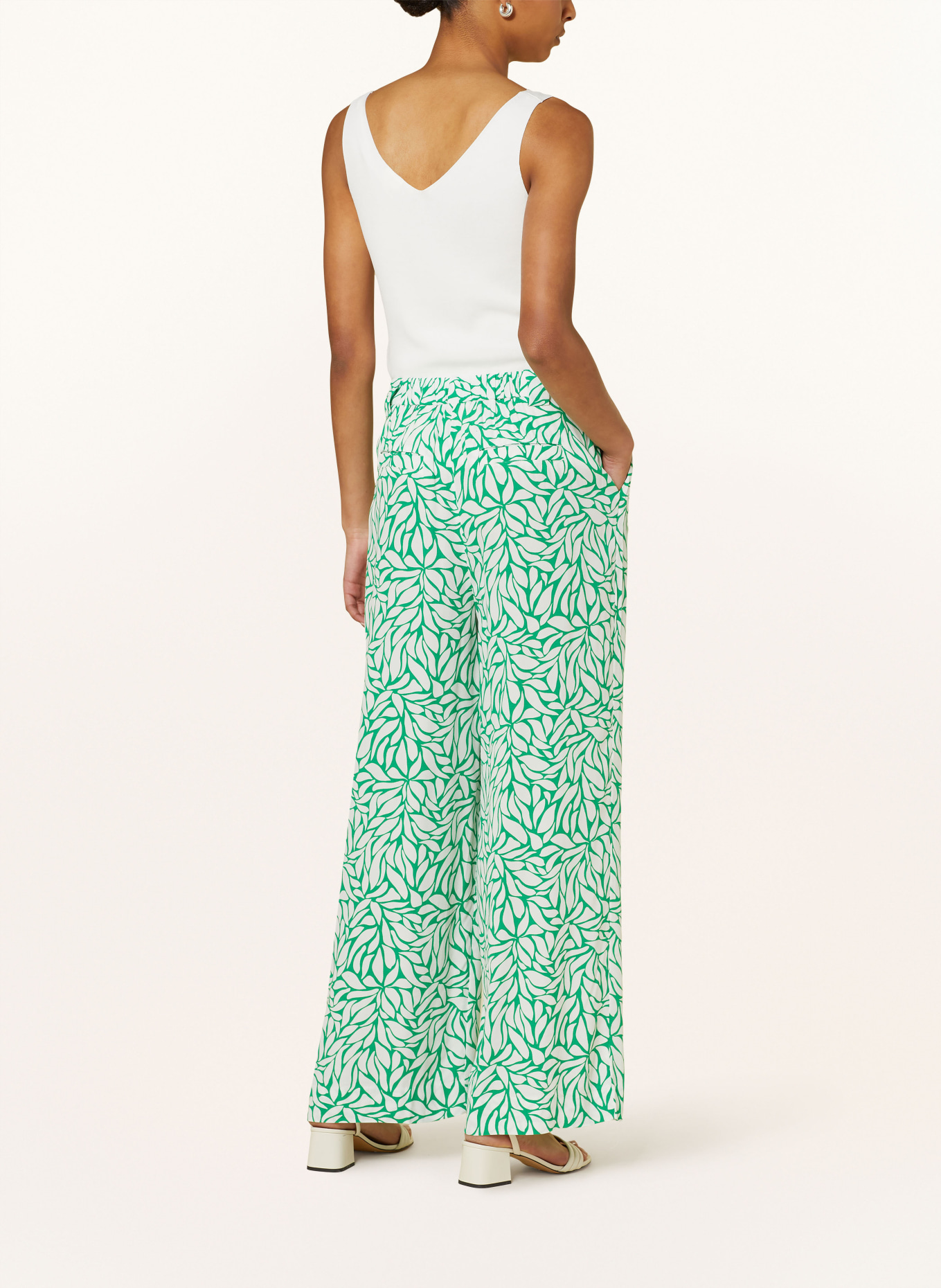 Phase Eight Wide leg trousers NYLAH, Color: WHITE/ GREEN (Image 3)