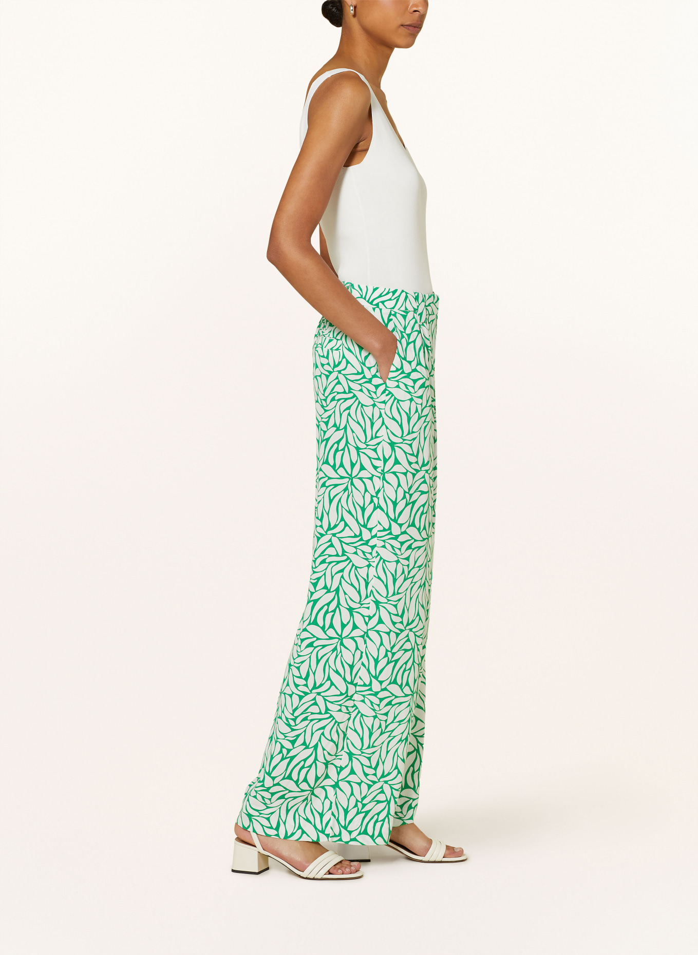 Phase Eight Wide leg trousers NYLAH, Color: WHITE/ GREEN (Image 4)