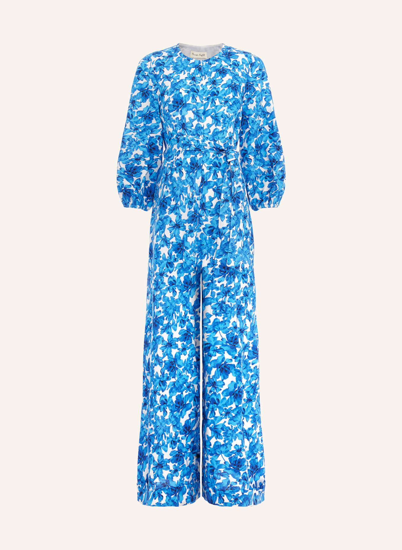 Phase Eight Jumpsuit ROSEY with linen and 3/4 sleeves, Color: BLUE/ DARK BLUE/ WHITE (Image 1)
