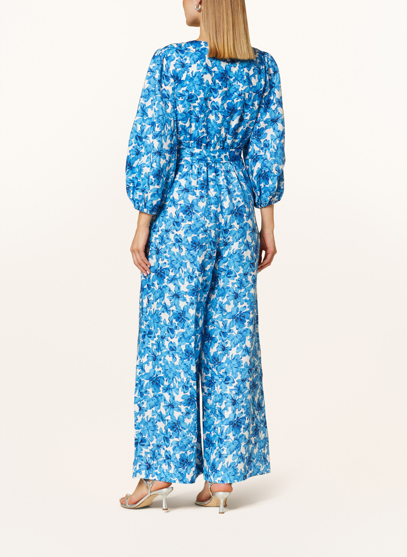 Phase Eight Jumpsuit ROSEY with linen and 3/4 sleeves, Color: BLUE/ DARK BLUE/ WHITE (Image 3)