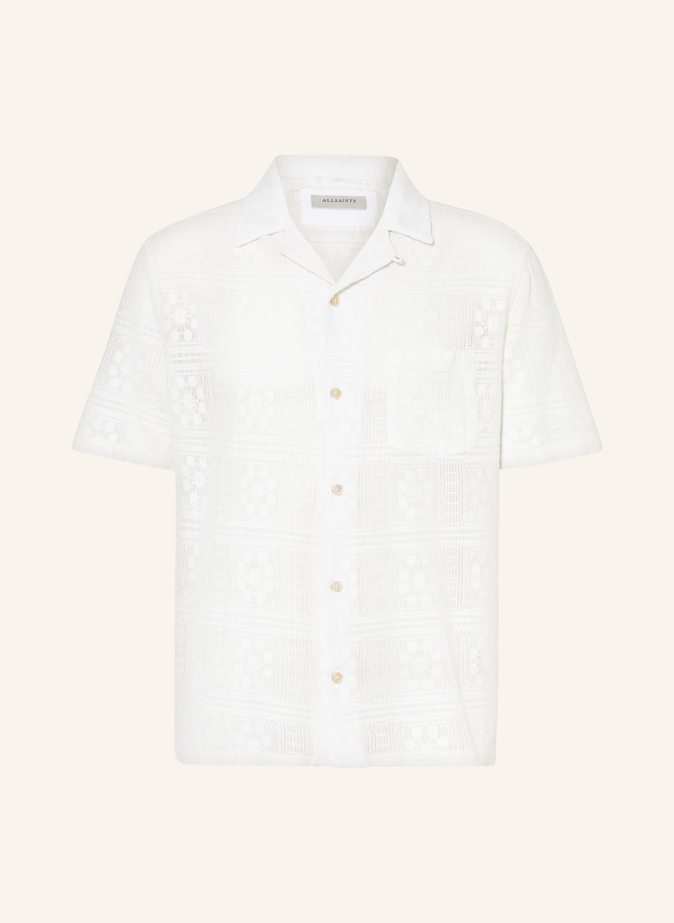 ALLSAINTS Resort shirt CALETA relaxed fit made of lace, Color: WHITE (Image 1)