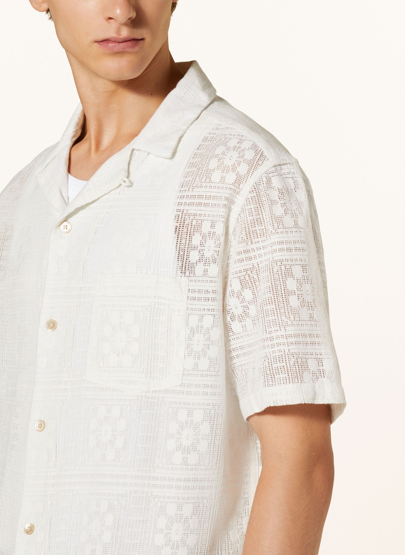 ALLSAINTS Resort shirt CALETA relaxed fit made of lace, Color: WHITE (Image 4)