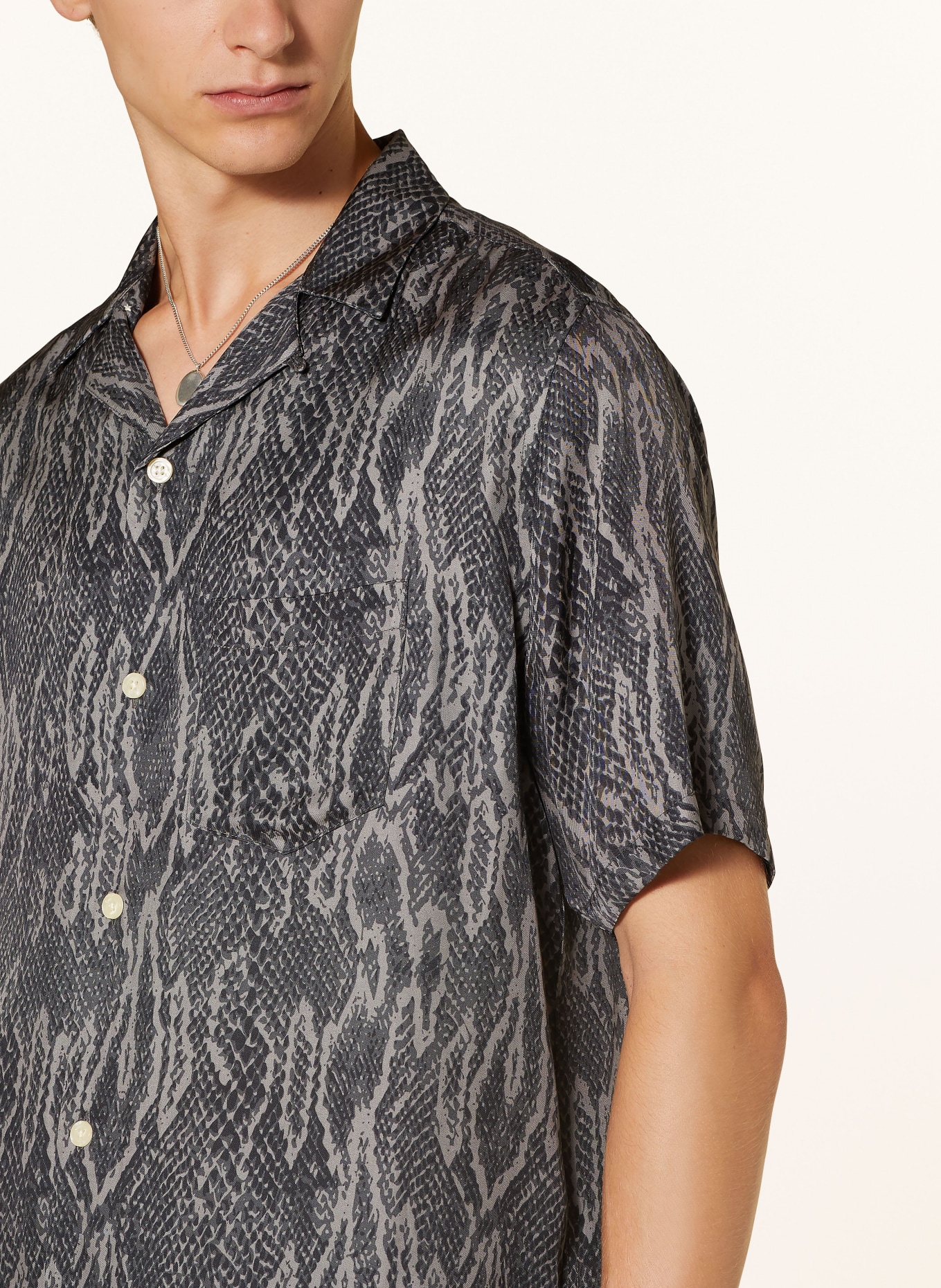 ALLSAINTS Resort shirt BOOMSLANG relaxed fit, Color: BLACK/ GRAY (Image 4)