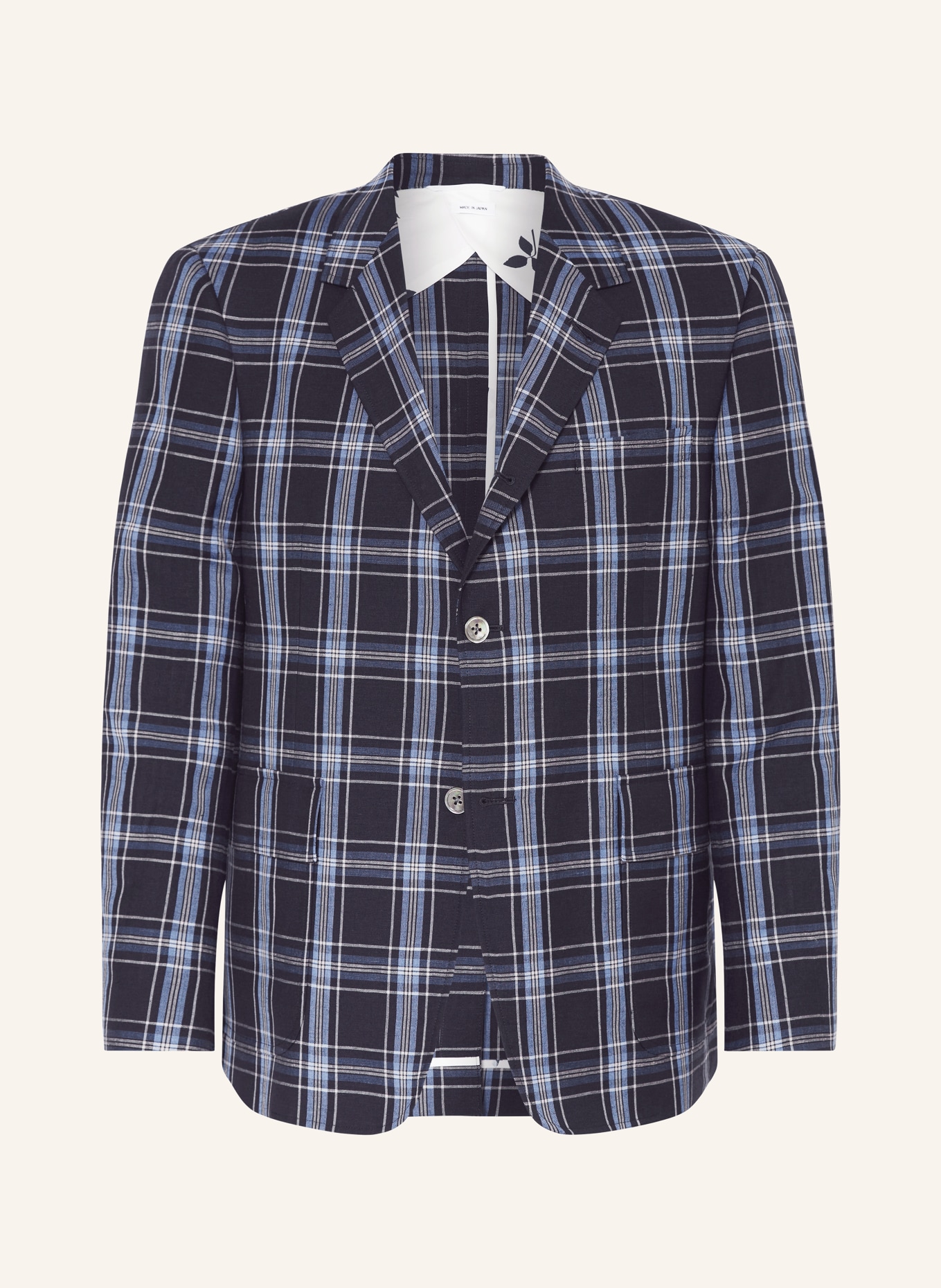 THOM BROWNE. Tailored jacket regular fit with linen, Color: DARK BLUE/ LIGHT BLUE (Image 1)