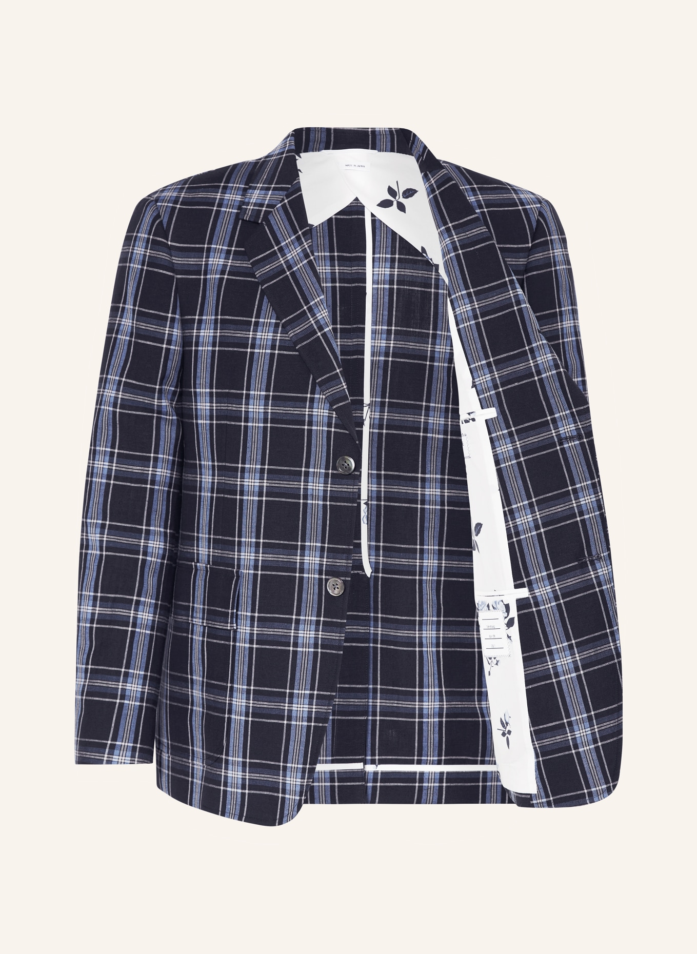 THOM BROWNE. Tailored jacket regular fit with linen, Color: DARK BLUE/ LIGHT BLUE (Image 4)