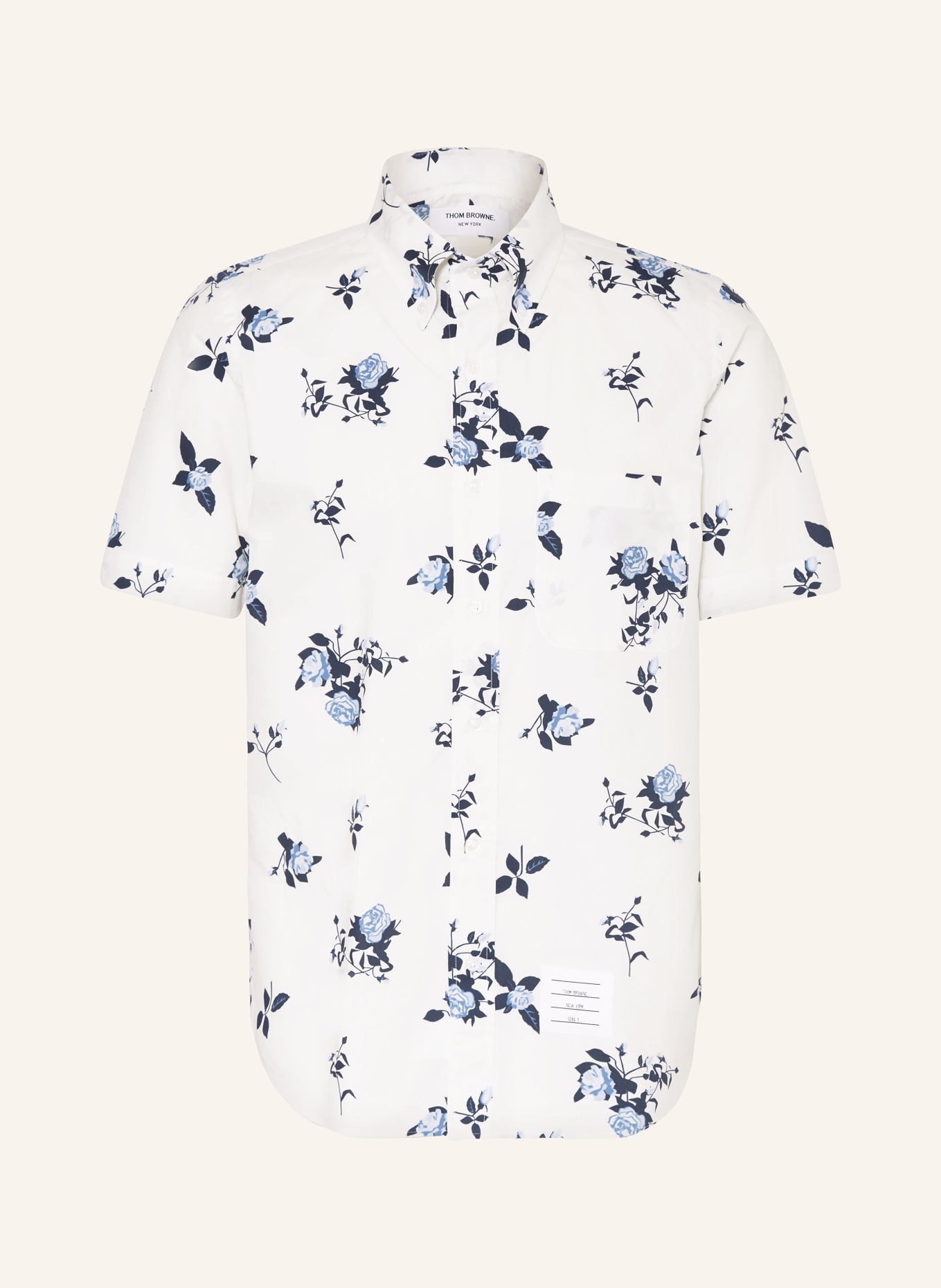 THOM BROWNE. Short sleeve shirt straight fit, Color: WHITE/ DARK BLUE/ BLUE (Image 1)