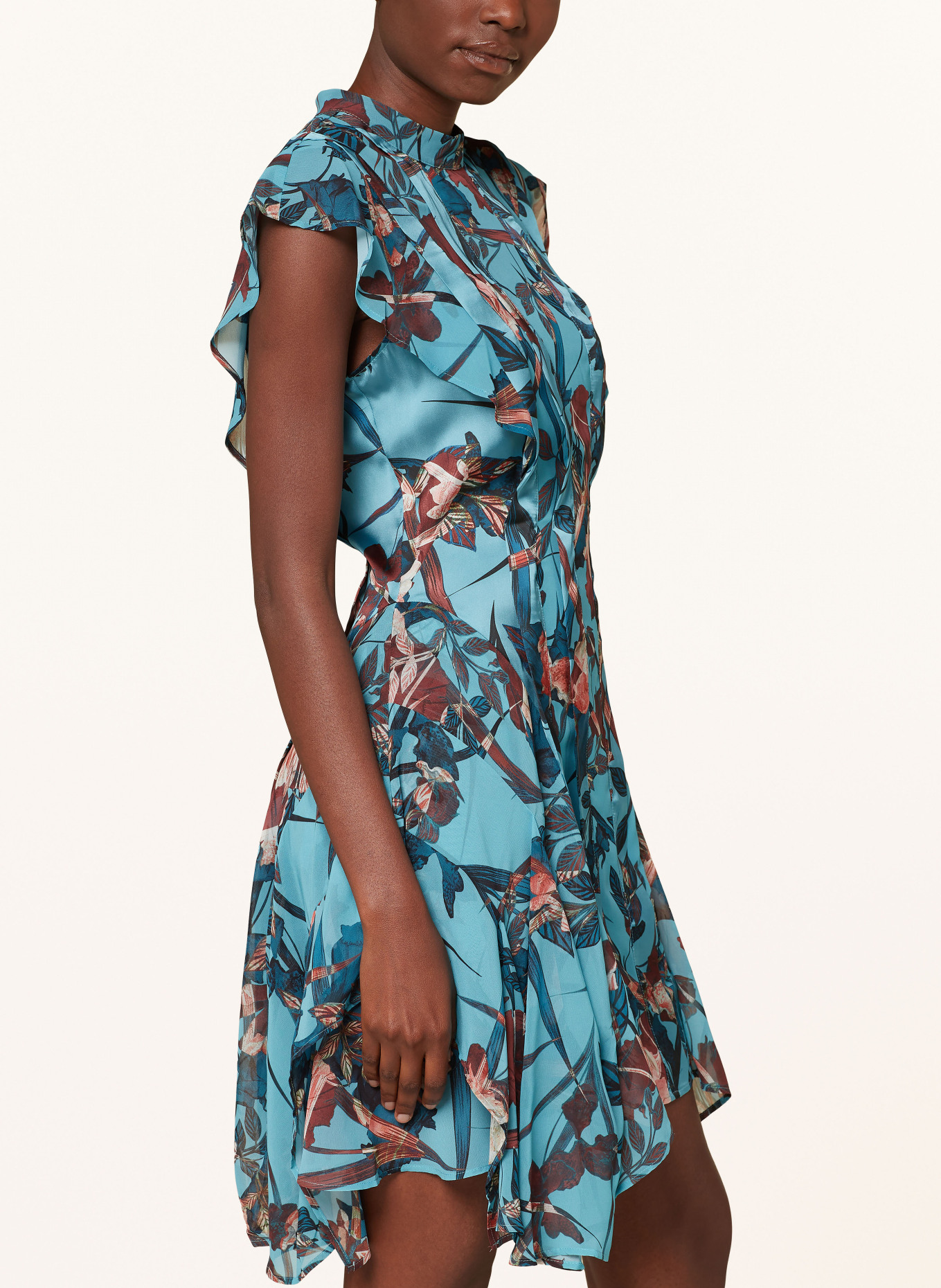 ALLSAINTS Sukienka plisowana FLEUR BATU z mieszanki materiałów, Kolor: PETROL/ CIEMNOCZERWONY/ KHAKI (Obrazek 4)