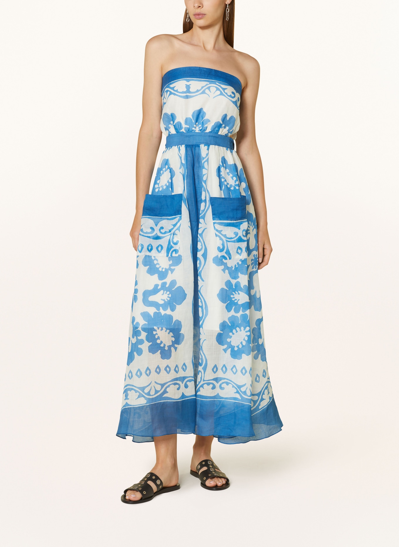 SANDRO Off-Shoulder-Kleid mit Cut-outs, Farbe: WEISS/ BLAU (Bild 2)
