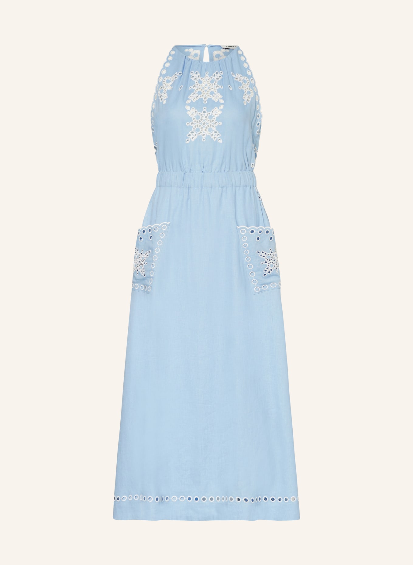 SANDRO Kleid mit Cut-outs und Leinen, Farbe: HELLBLAU (Bild 1)