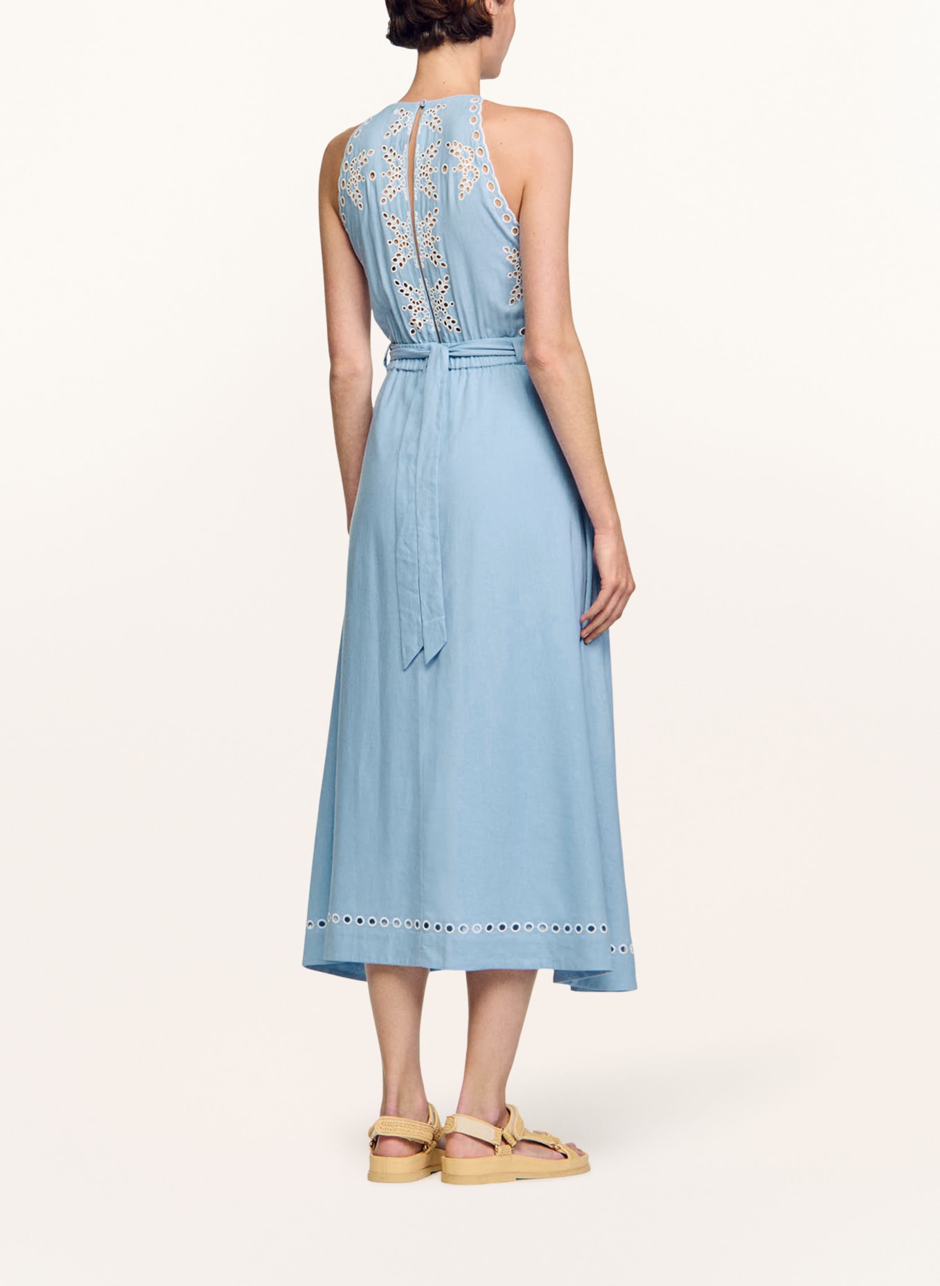 SANDRO Kleid mit Cut-outs und Leinen, Farbe: HELLBLAU (Bild 3)