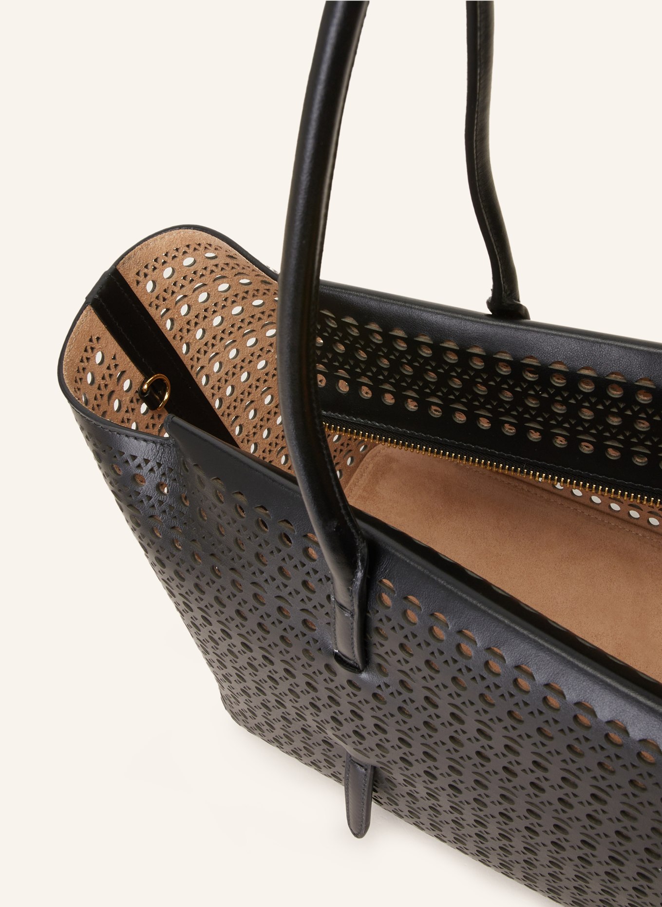 ALAÏA Shopper NEW MINA 32 with pouch, Color: BLACK (Image 3)
