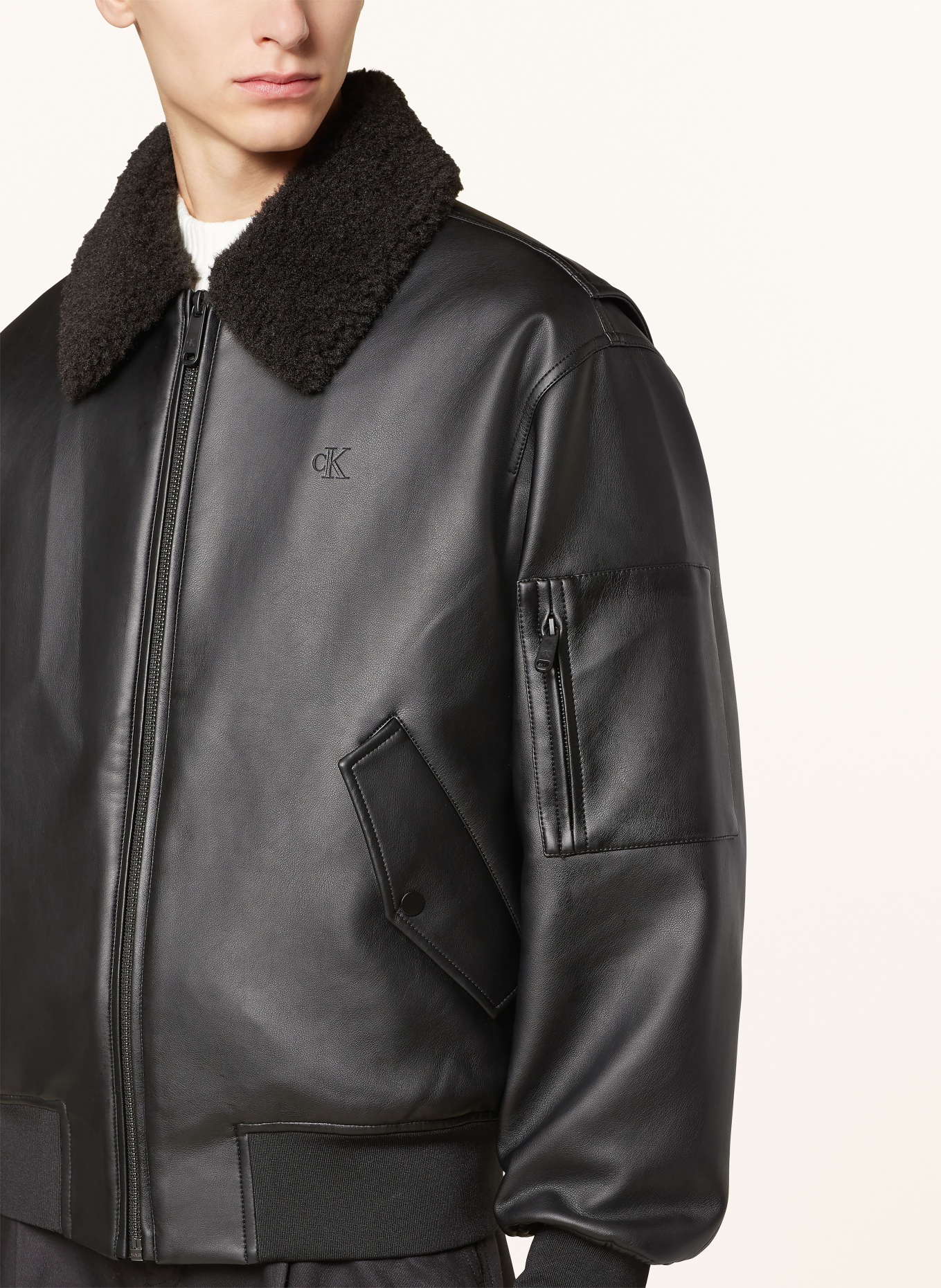 Calvin Klein Jeans Blouson aspect cuir: NOIR