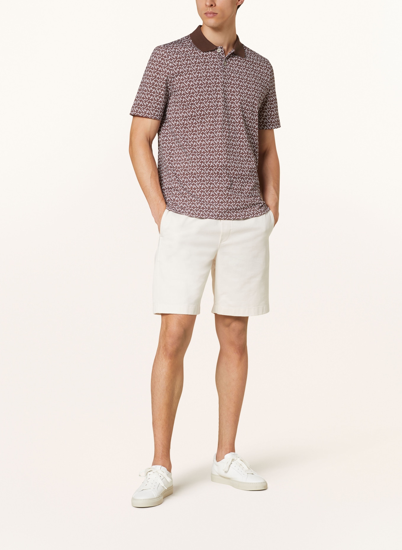 MAERZ MUENCHEN Piqué polo shirt, Color: BROWN/ WHITE (Image 2)