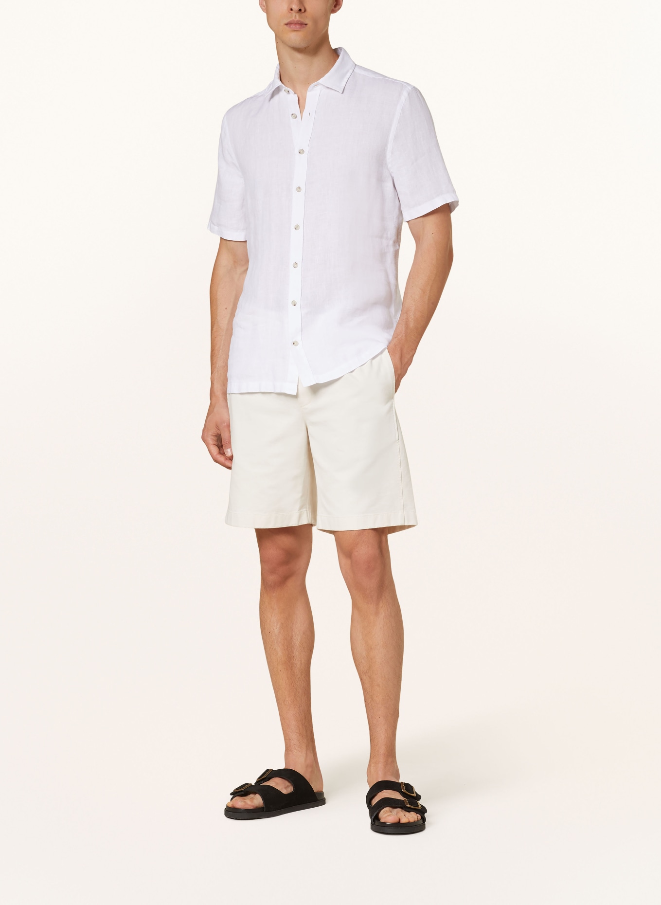 MAERZ MUENCHEN Short sleeve shirt modern fit in linen, Color: WHITE (Image 2)