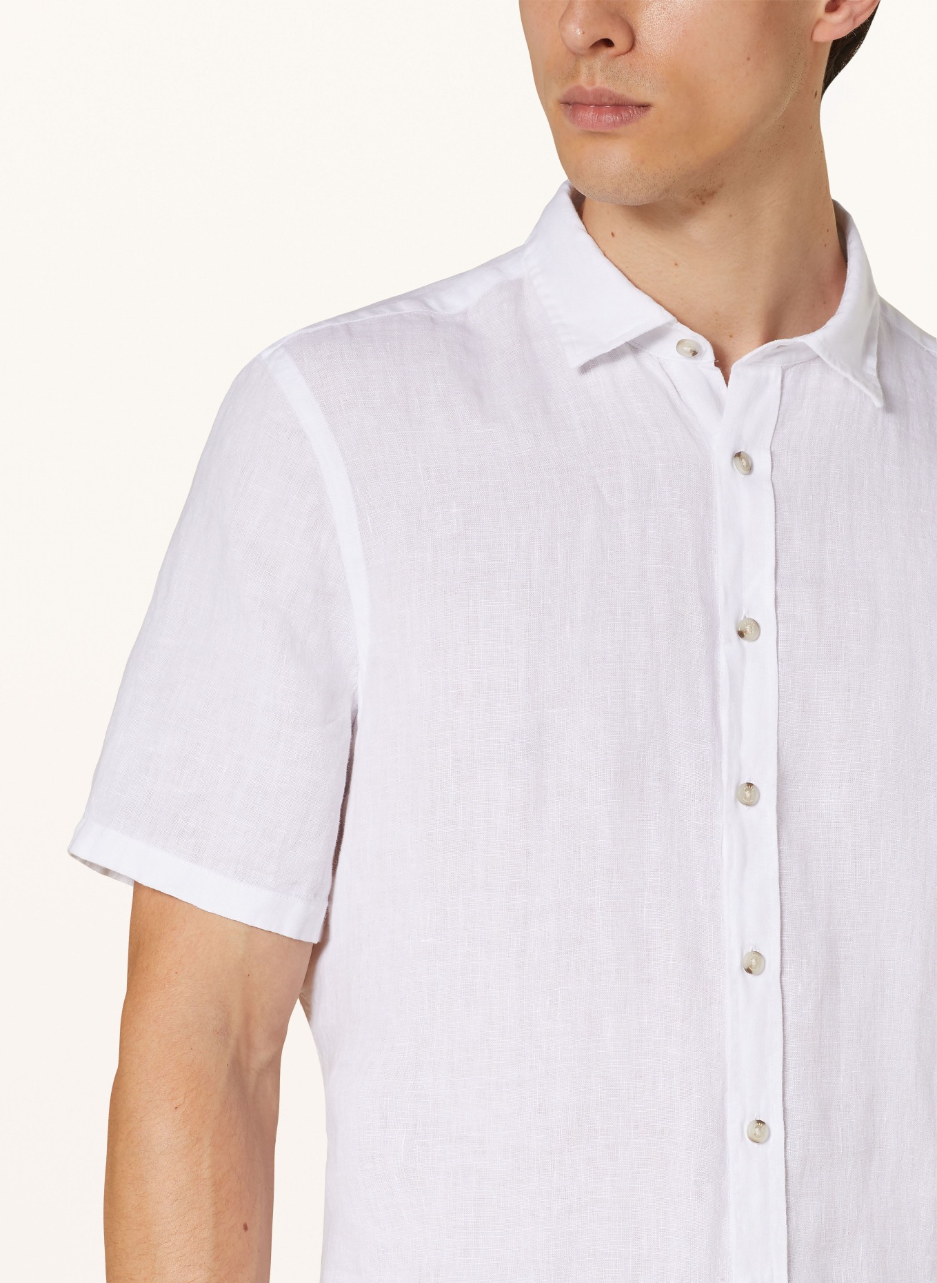 MAERZ MUENCHEN Short sleeve shirt modern fit in linen, Color: WHITE (Image 4)