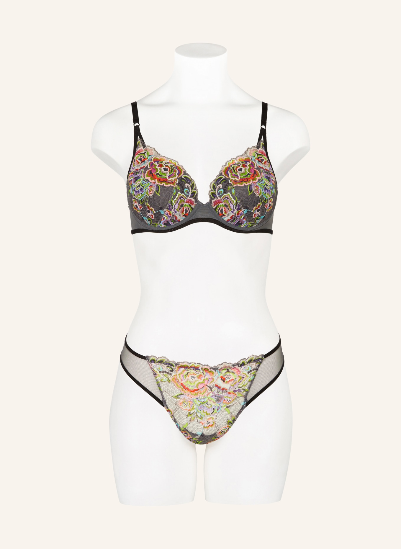 MARIE JO Thong LISBETH: BLACK/ PINK/ NEON GREEN