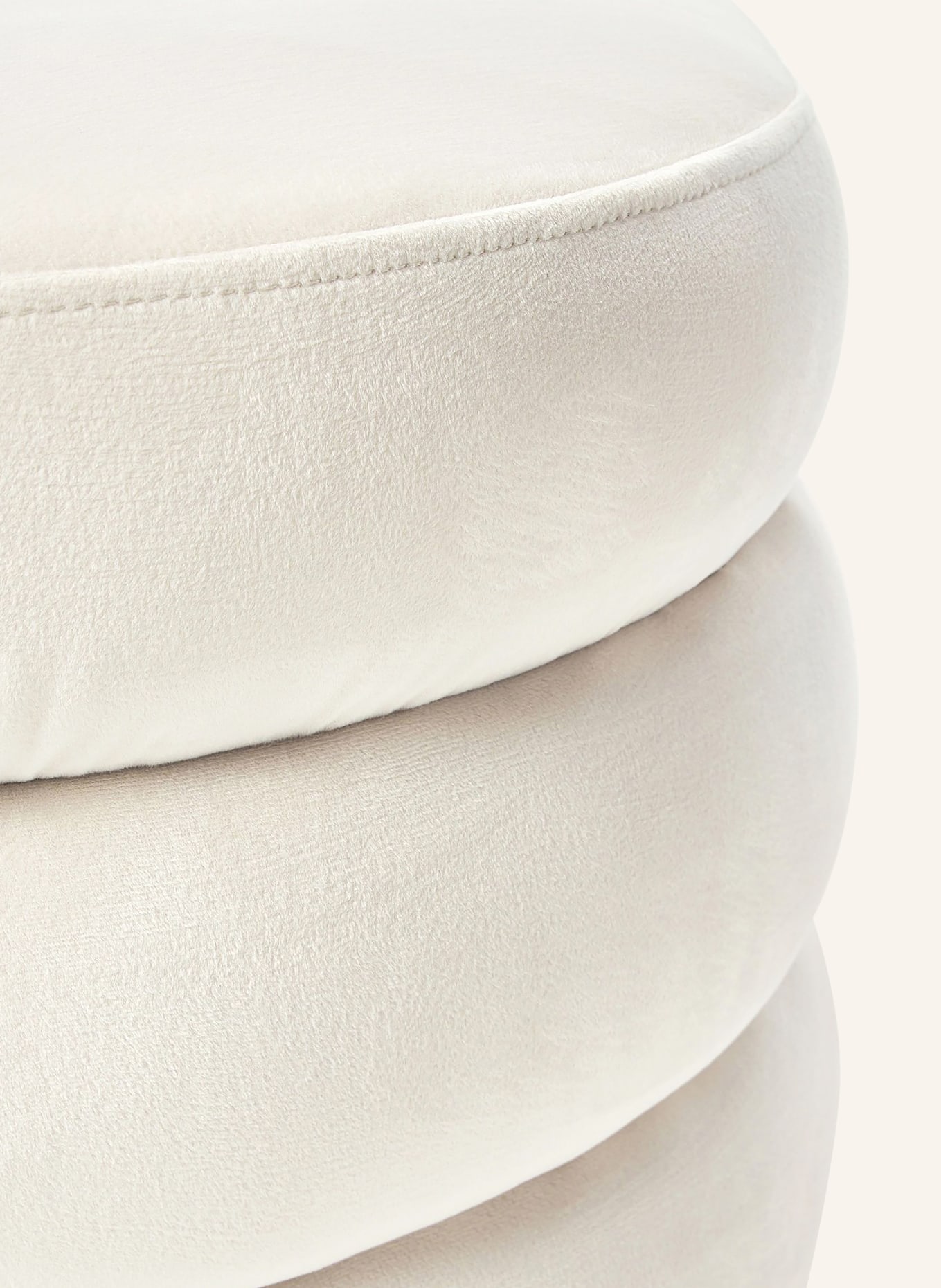 Westwing Collection Samt-Pouf ALTO: CREME