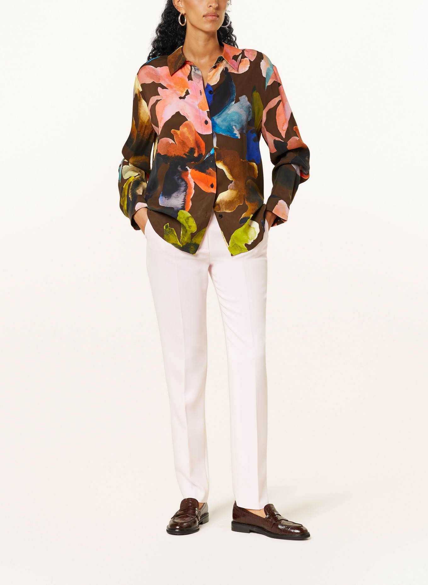 STINE GOYA Hemdbluse: BRAUN / BLAU / OLIV