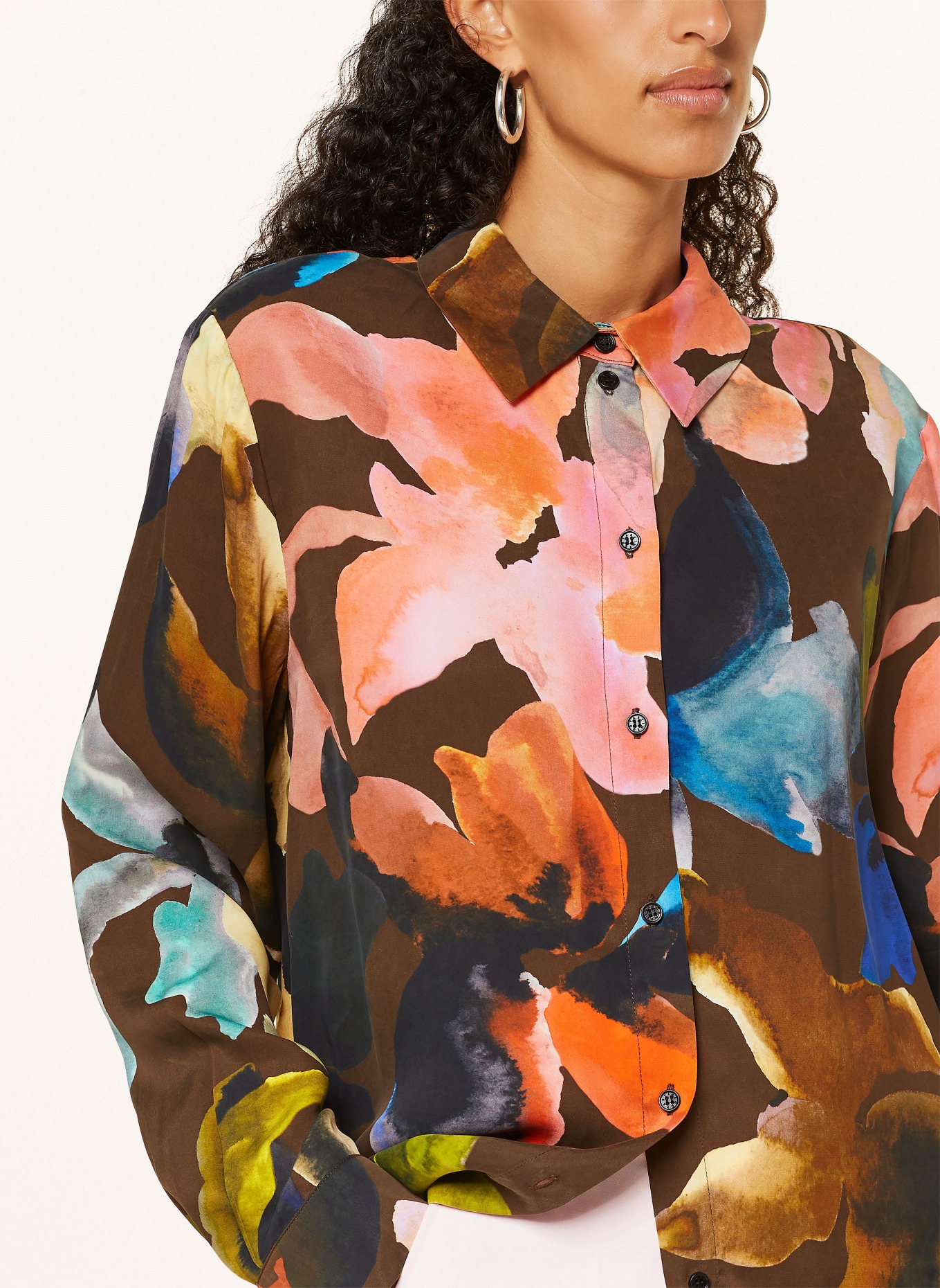 STINE GOYA Hemdbluse: BRAUN / BLAU / OLIV