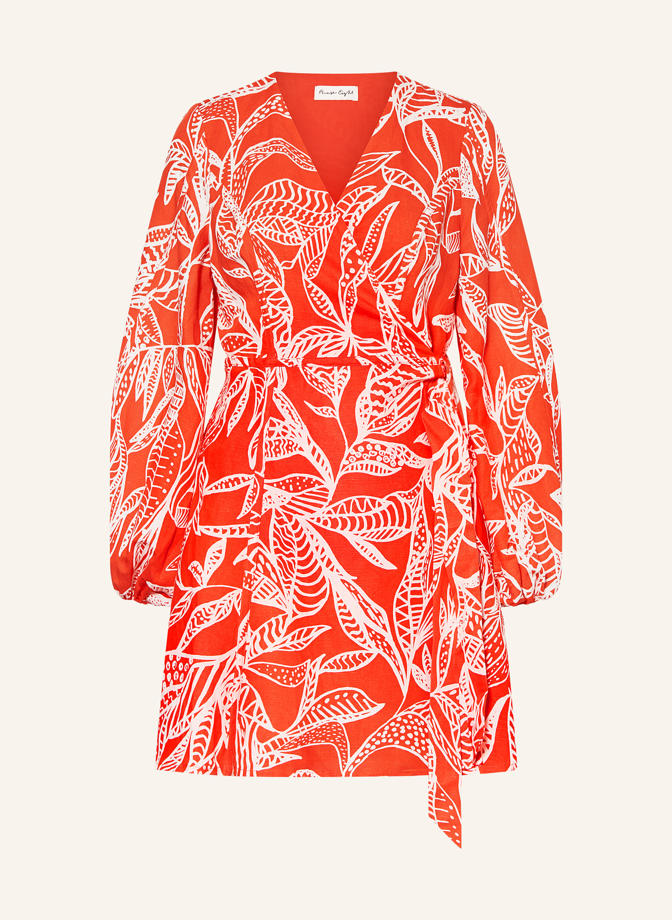 Phase Eight Wickelkleid CHARLOTTE mit Leinen: ROT / WEISS
