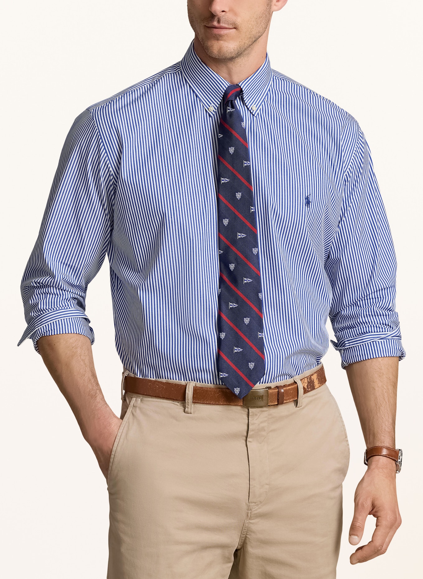 POLO RALPH LAUREN Big & Tall Hemd Regular Fit: DUNKELBLAU/ WEISS