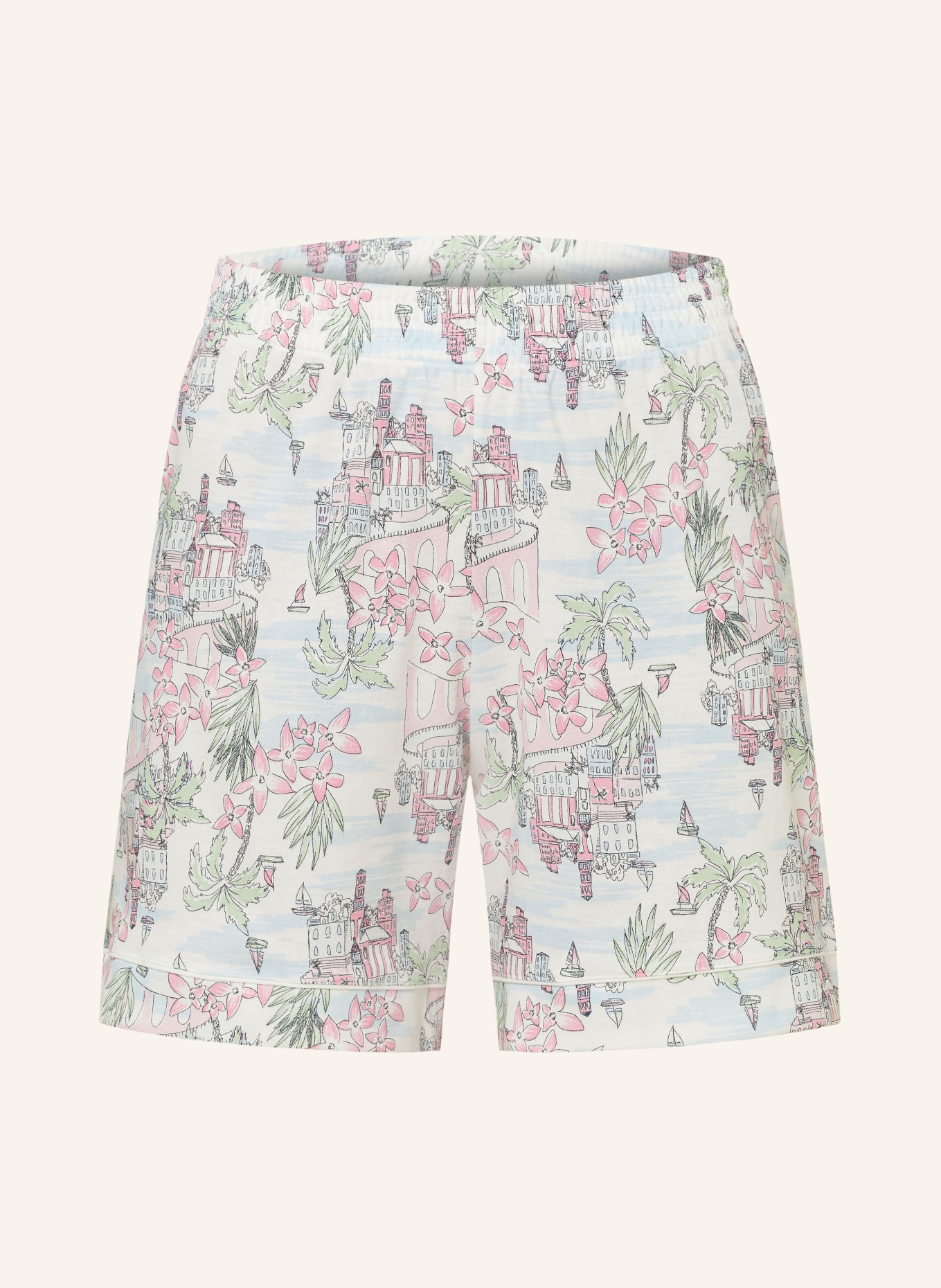 CALIDA Schlafshorts AMALFI JOURNEY, Farbe: WEISS/ HELLBLAU/ ROSA (Bild 1)