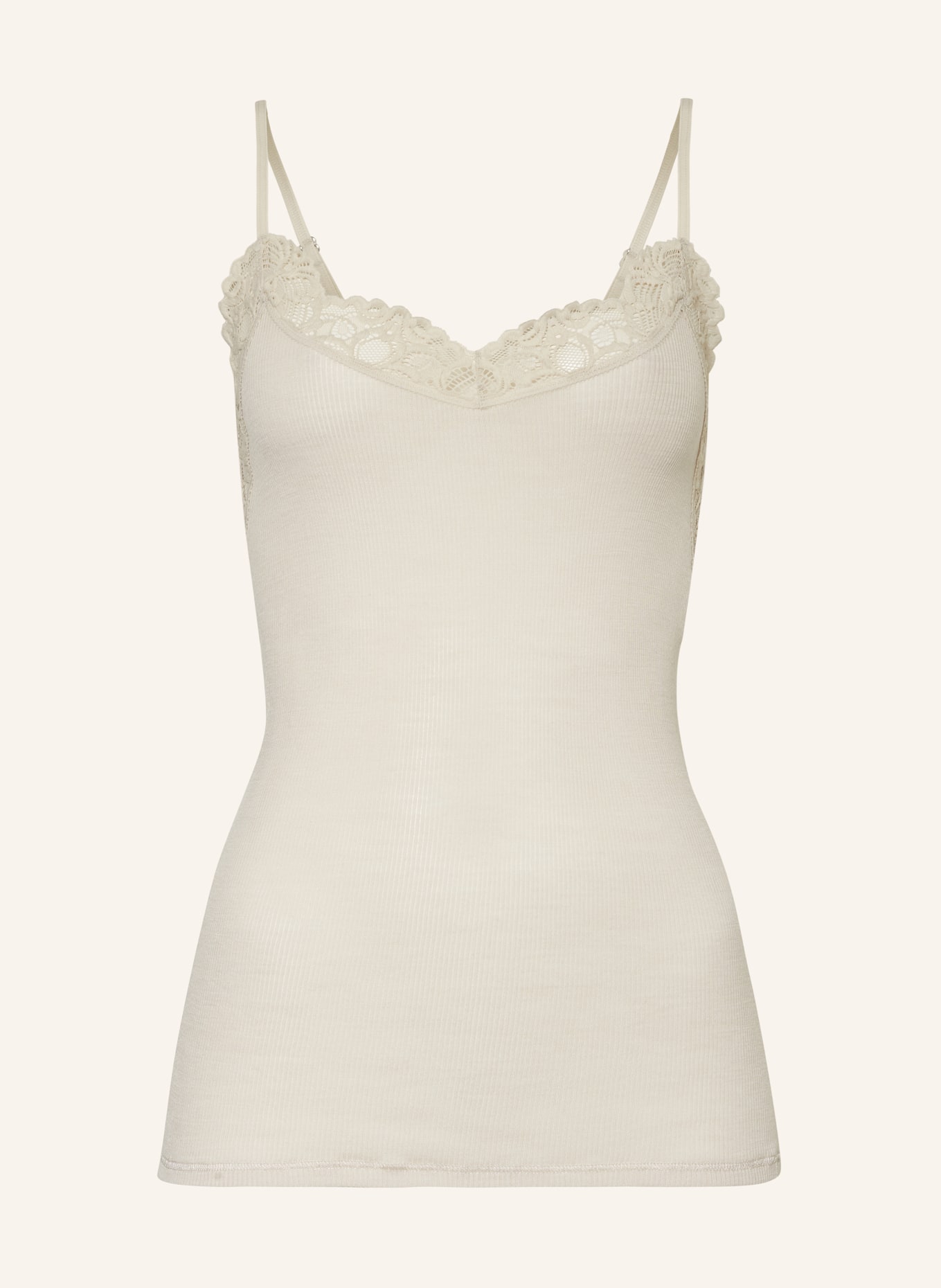 HANRO Top WOOLEN LACE in merino wool with silk, Color: CREAM (Image 1)