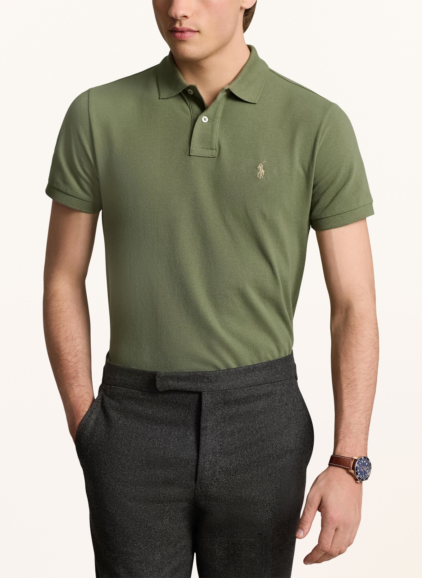 POLO RALPH LAUREN Piqué-Poloshirt Custom Slim Fit, Farbe: GRÜN (Bild 4)