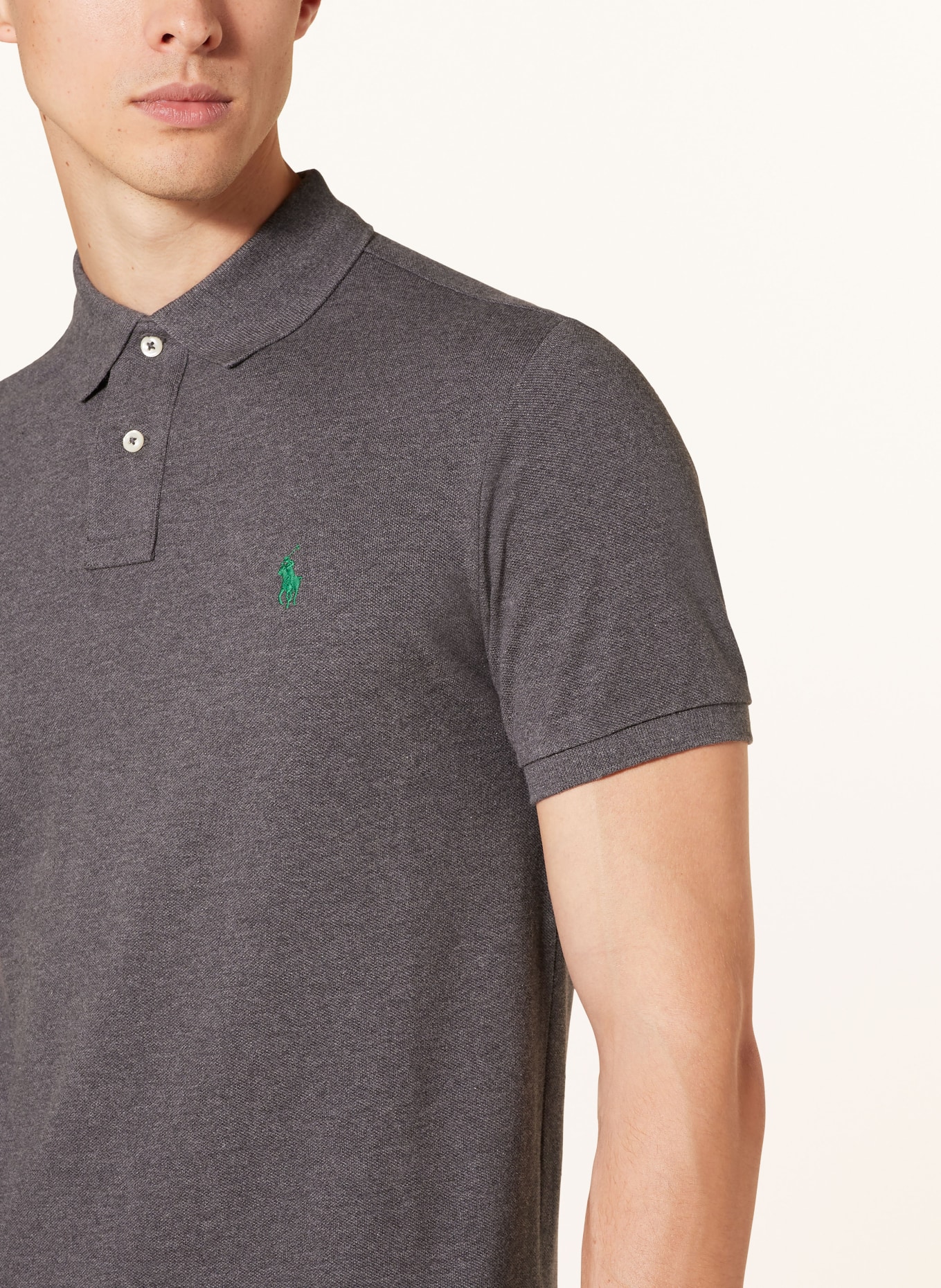 POLO RALPH LAUREN Piqué polo shirt custom slim fit , Color: DARK GRAY (Image 5)