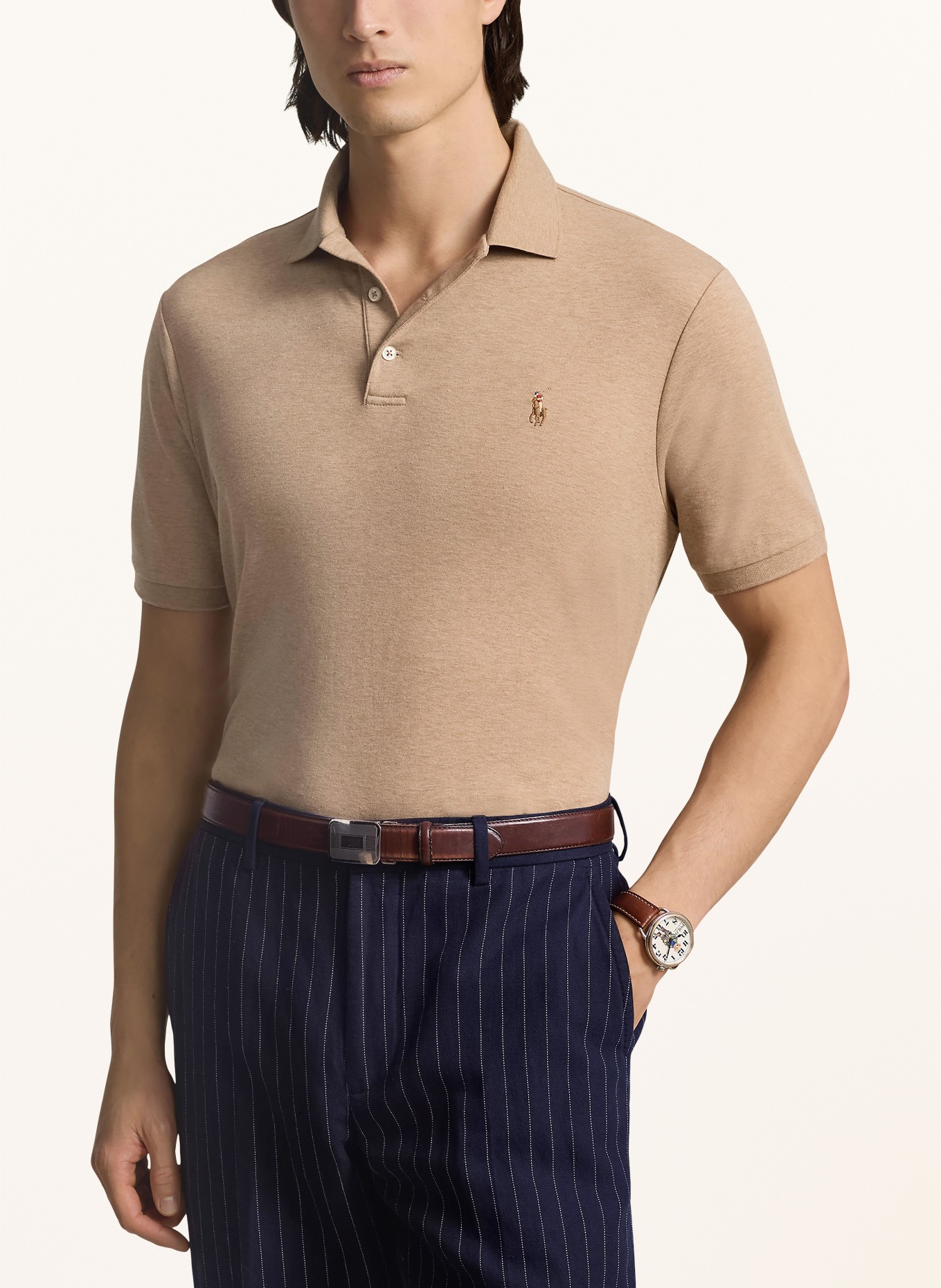 POLO RALPH LAUREN Jersey polo shirt custom slim fit, Color: LIGHT BROWN (Image 4)